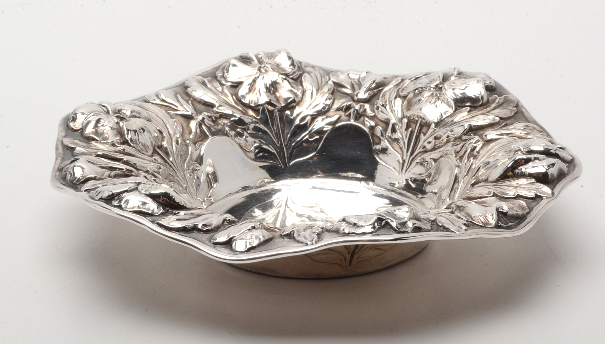 Vintage Gorham Sterling Silver Nut Bowl in the "Pansy" Repoussé Pattern