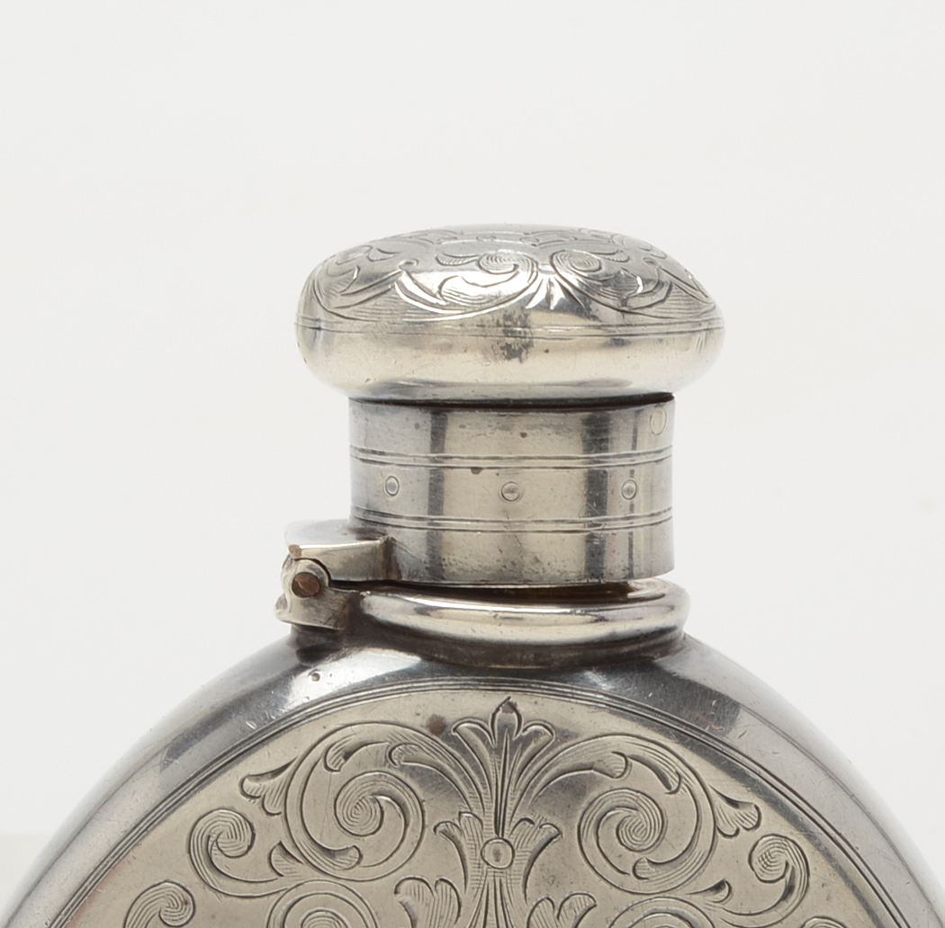 Vintage Tiffany & Co. Sterling Silver Flask with Arabesque Engraving
