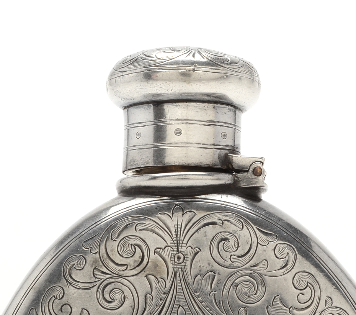 Vintage Tiffany & Co. Sterling Silver Flask with Arabesque Engraving