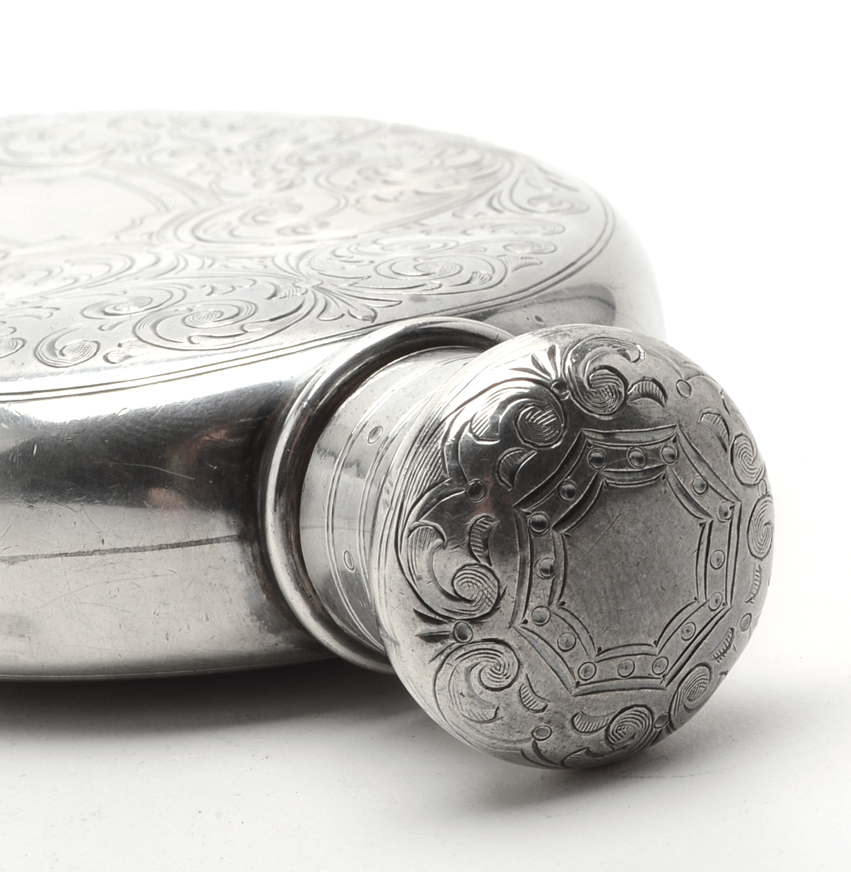 Vintage Tiffany & Co. Sterling Silver Flask with Arabesque Engraving