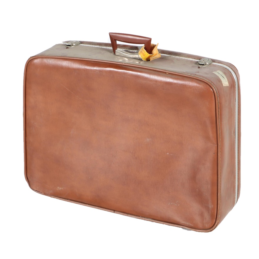 Vintage Brown Leather Suitcase