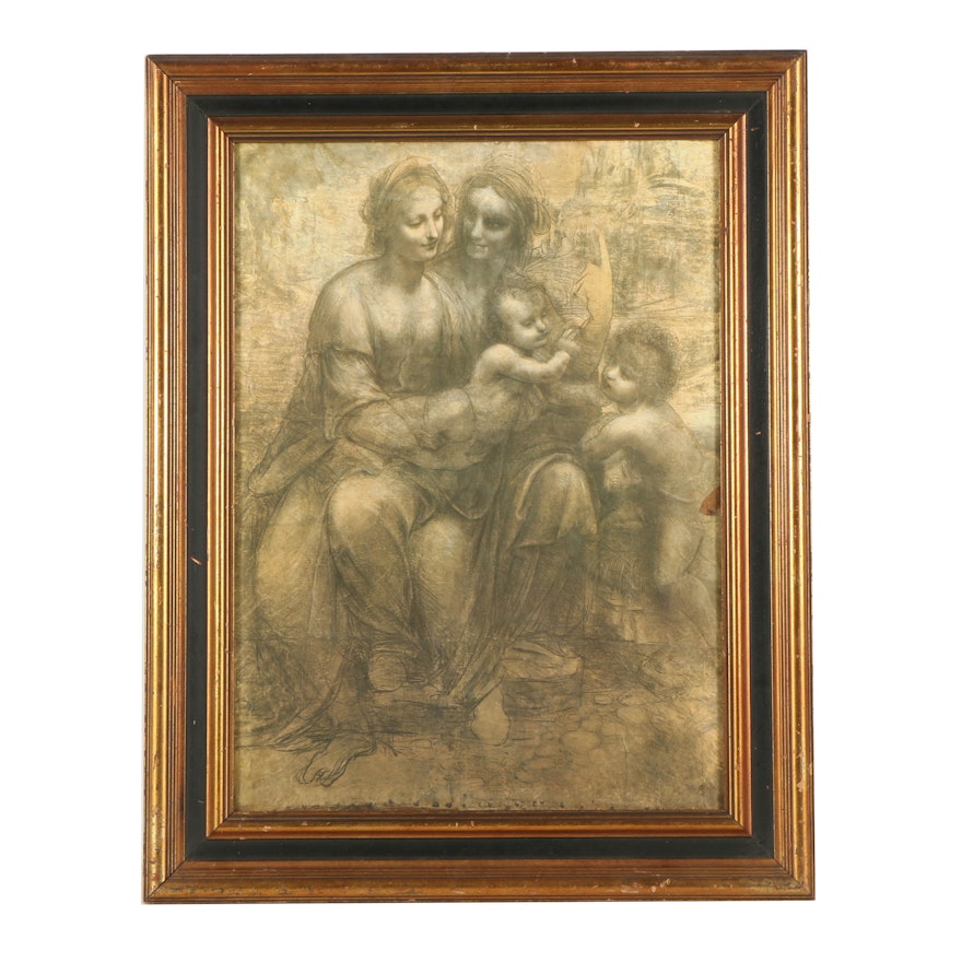Offset Lithograph After Leonardo da Vinci's Drawing "Virgin and Child"
