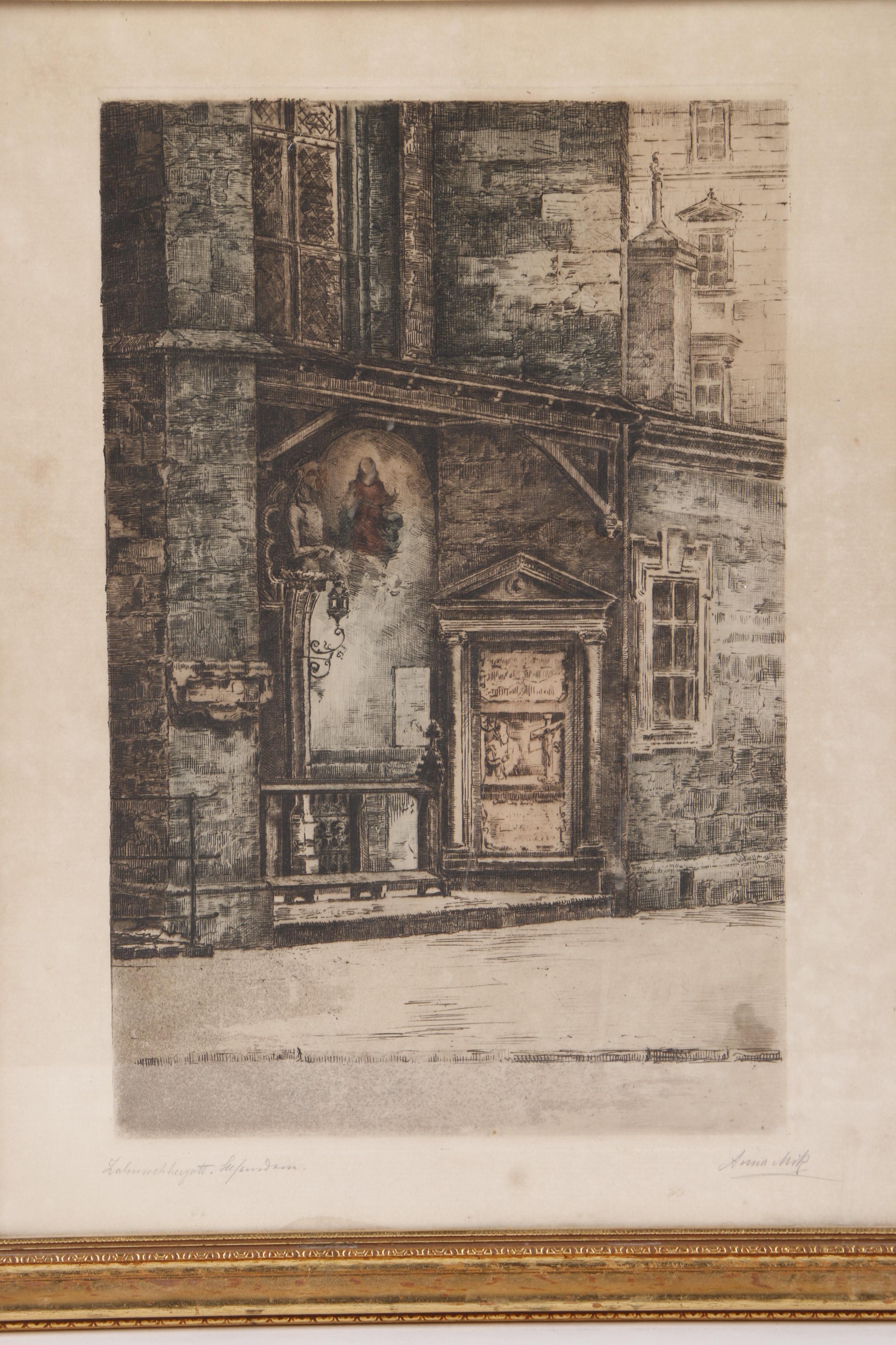Hand Colored Etching of Street View