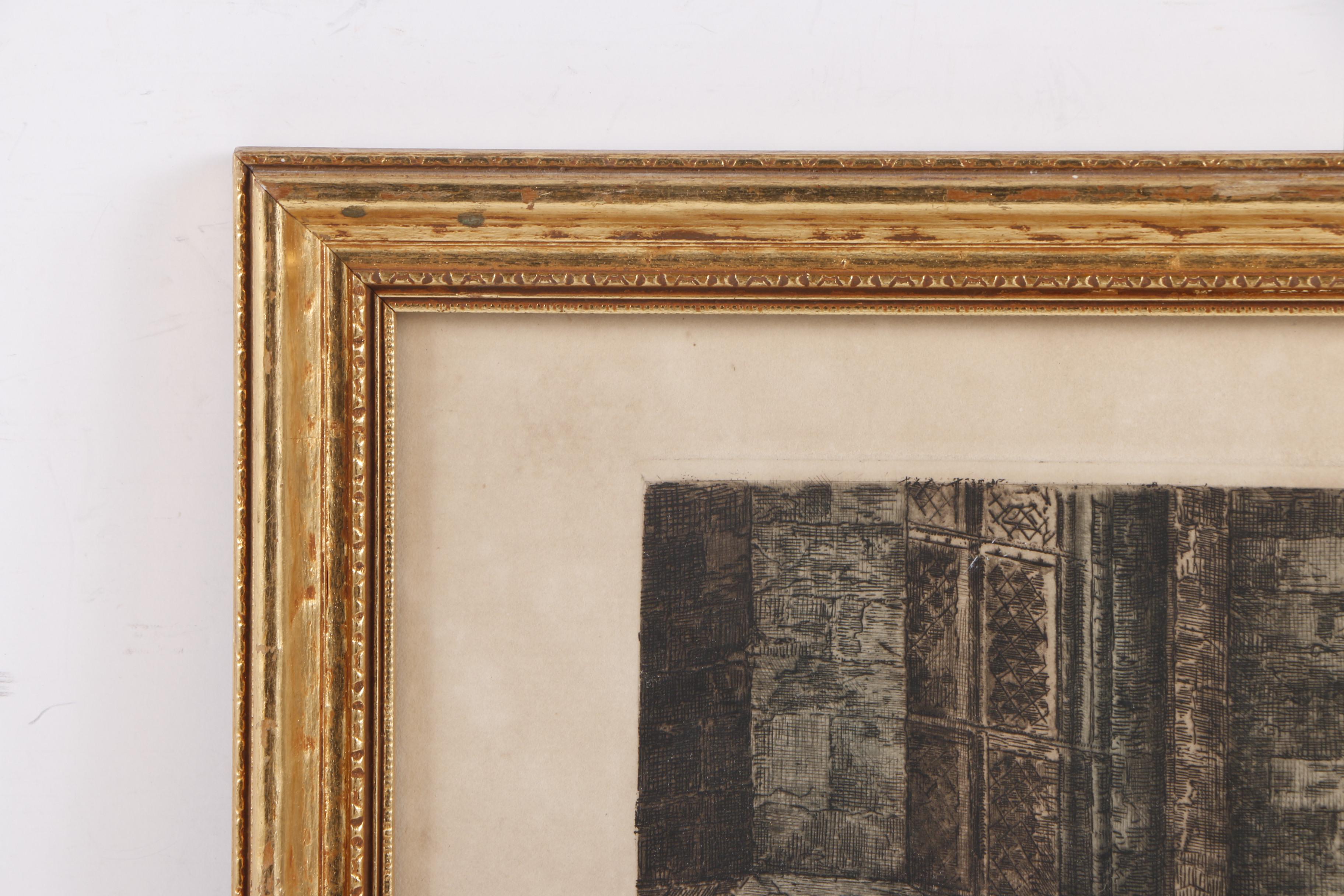 Hand Colored Etching of Street View