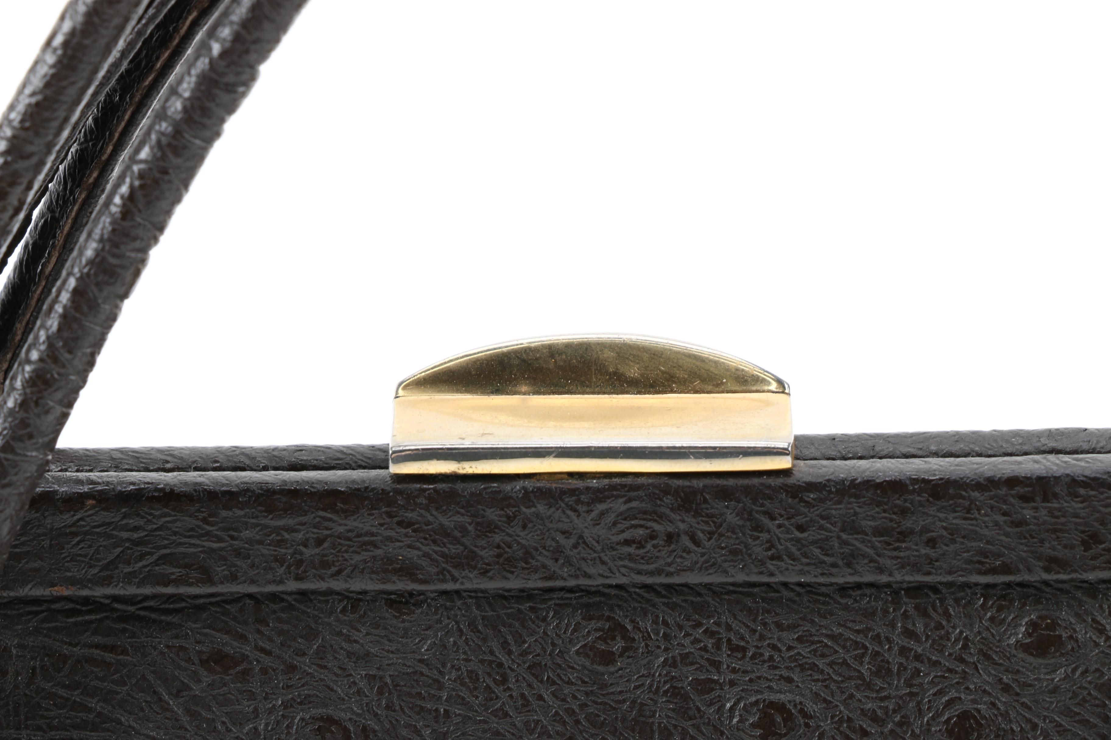 Foley & Corinna Gray Leather Handbag and Vintage Faux Ostrich Handbag