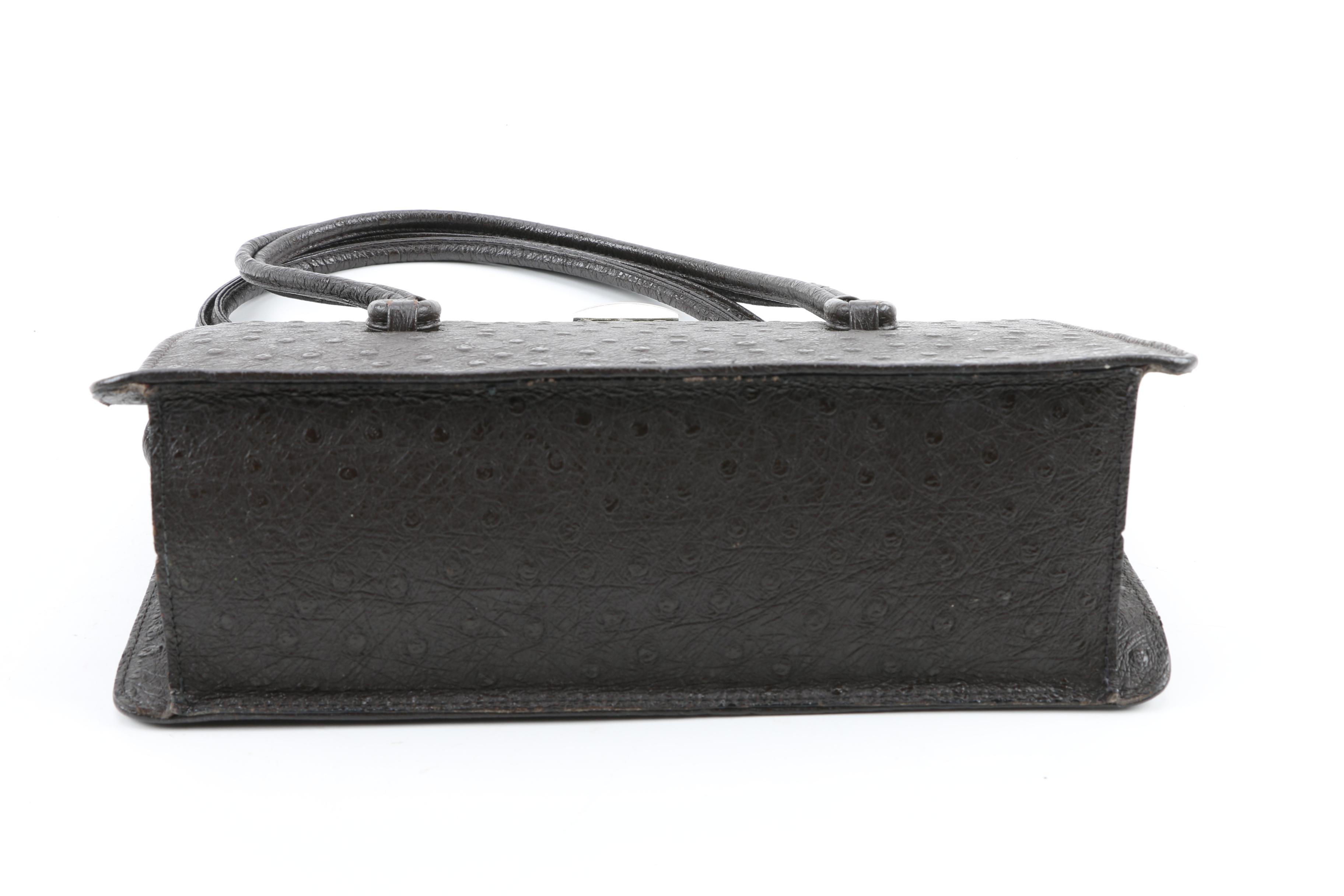 Foley & Corinna Gray Leather Handbag and Vintage Faux Ostrich Handbag