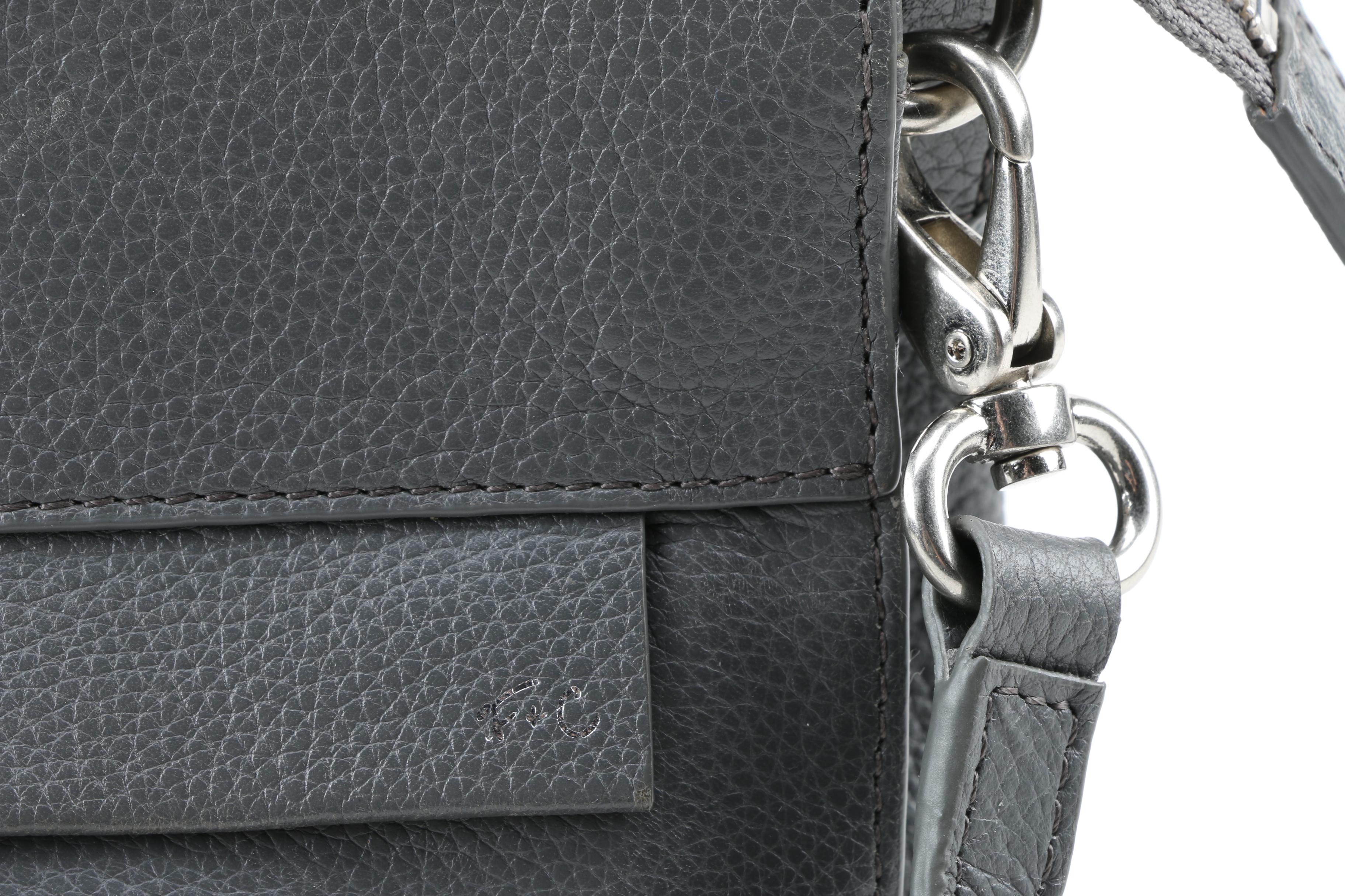 Foley & Corinna Gray Leather Handbag and Vintage Faux Ostrich Handbag