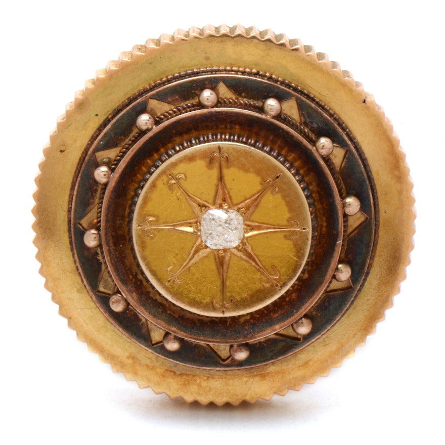 Late Victorian 14K Yellow Gold Diamond Converter Brooch