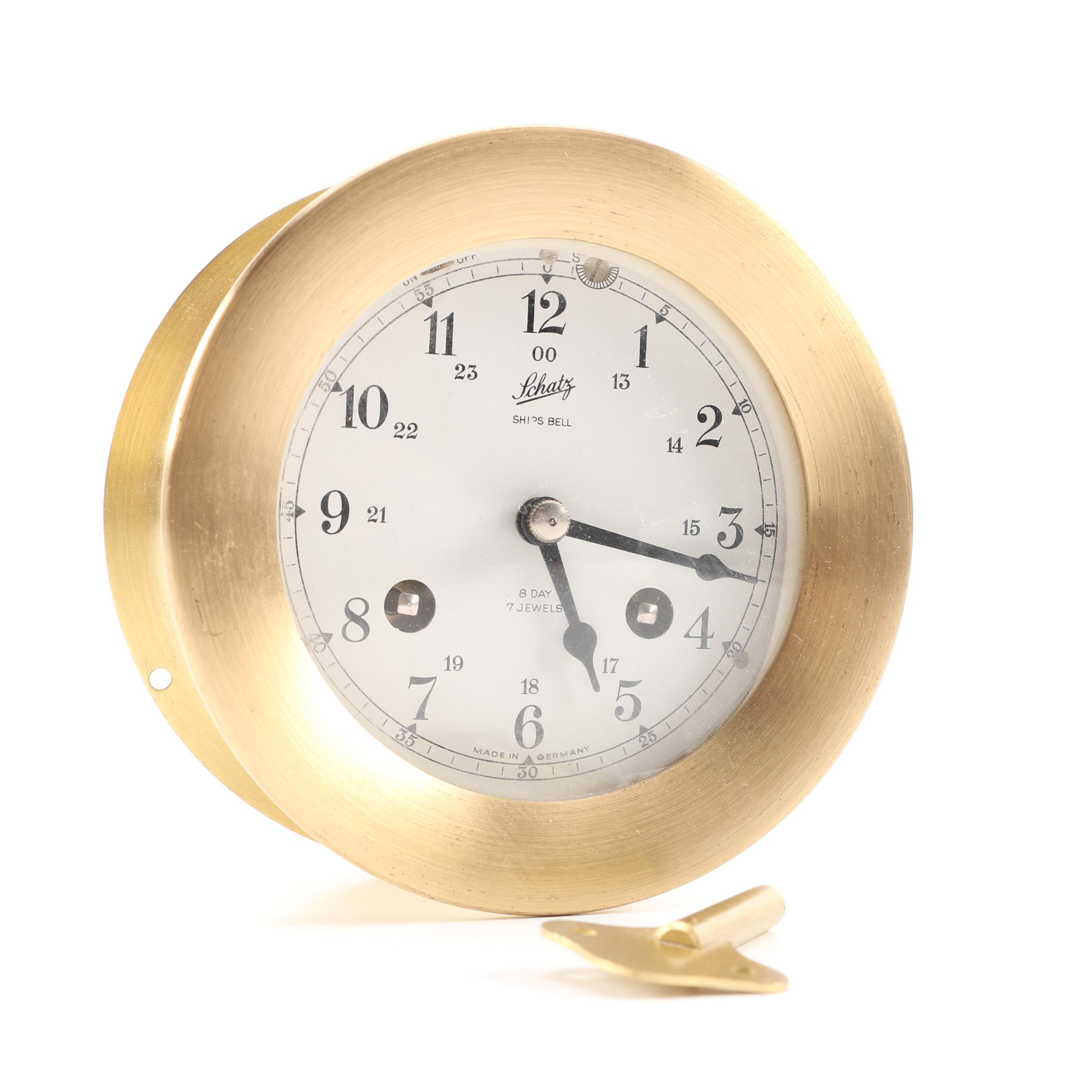Schatz Brass Ship's Bell Clock from Germany