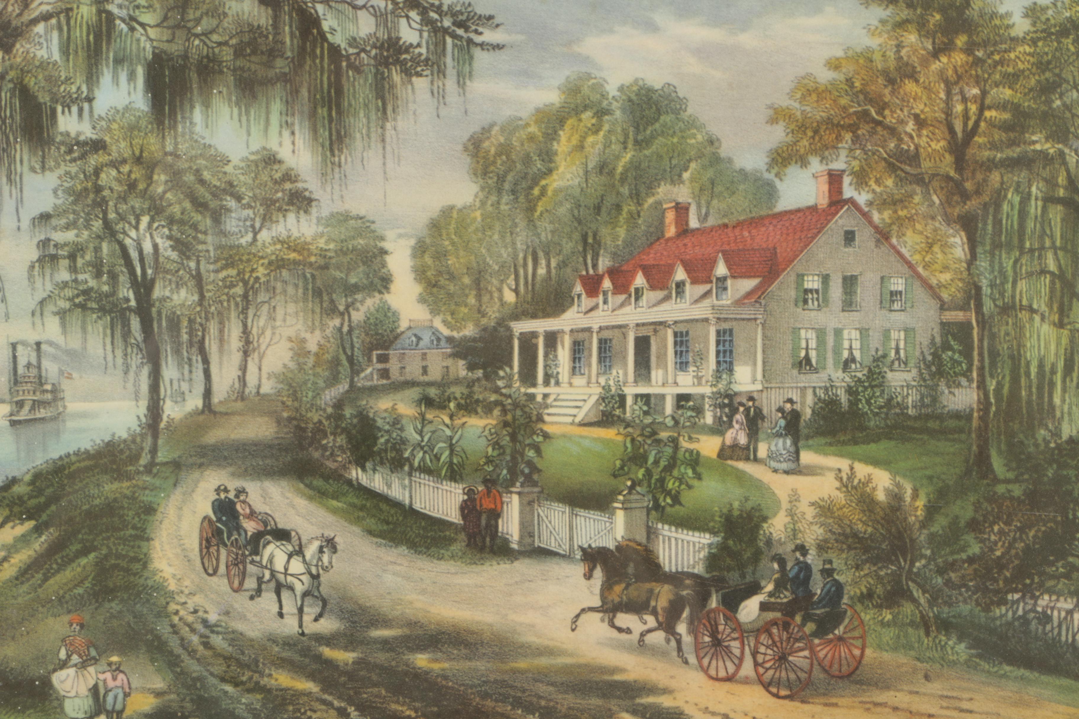 Offset Lithographs on Paper After Currier and Ives' Published Lithographs