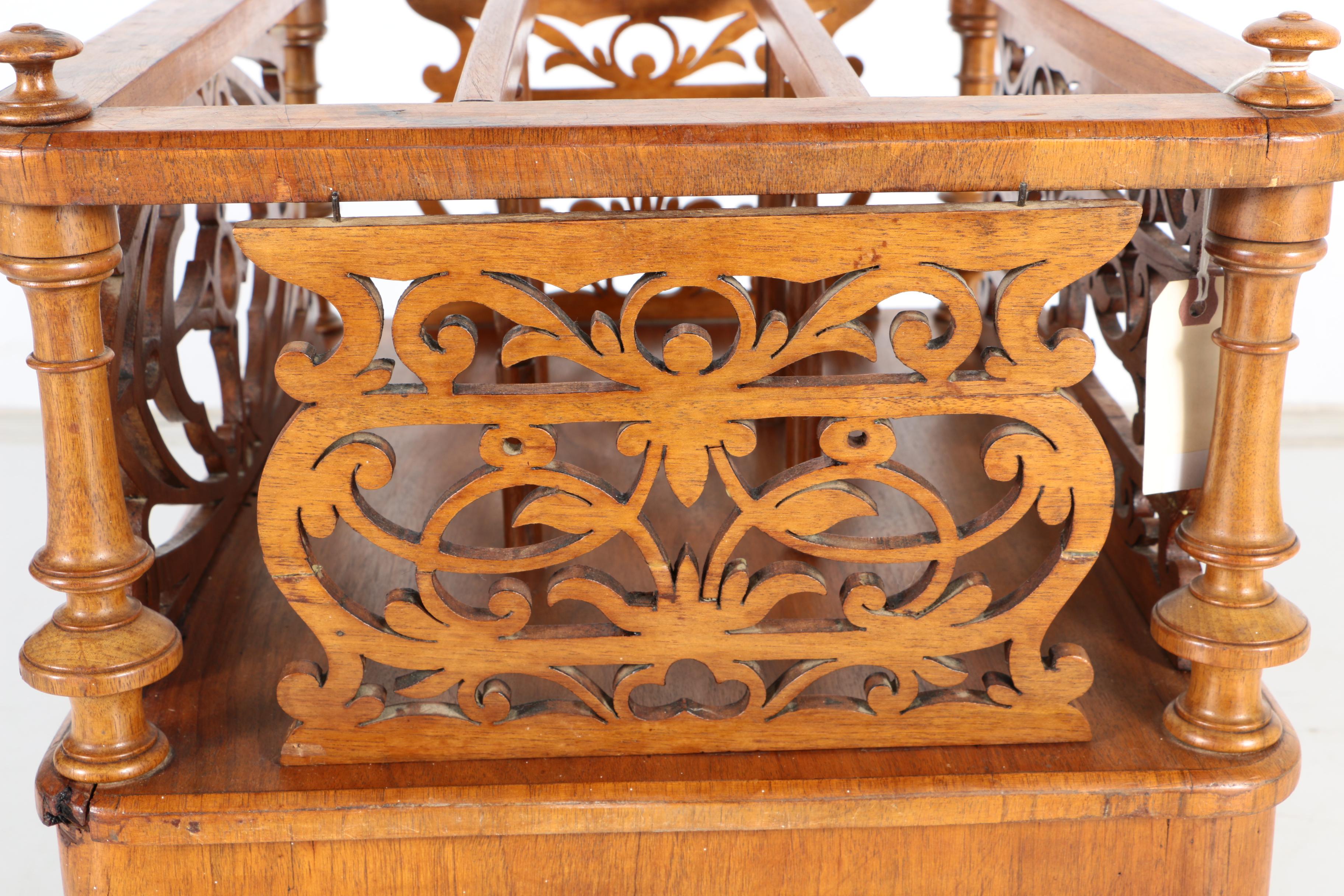 Vintage Walnut English Canterbury Magazine Rack