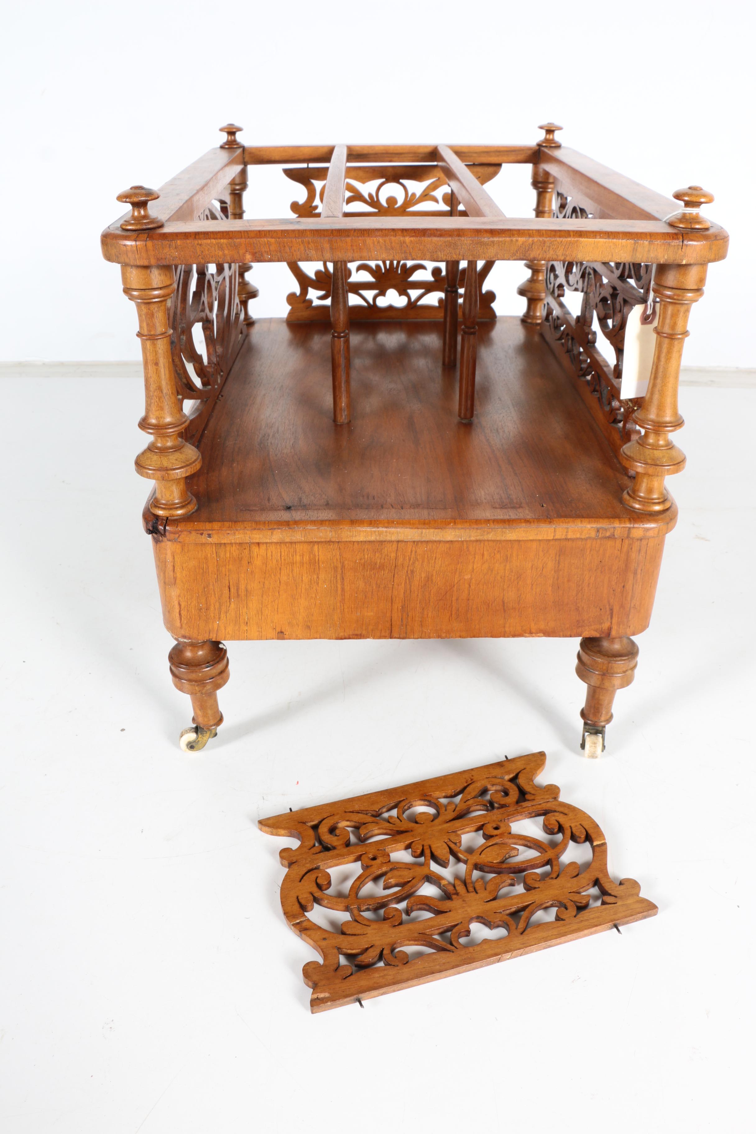 Vintage Walnut English Canterbury Magazine Rack