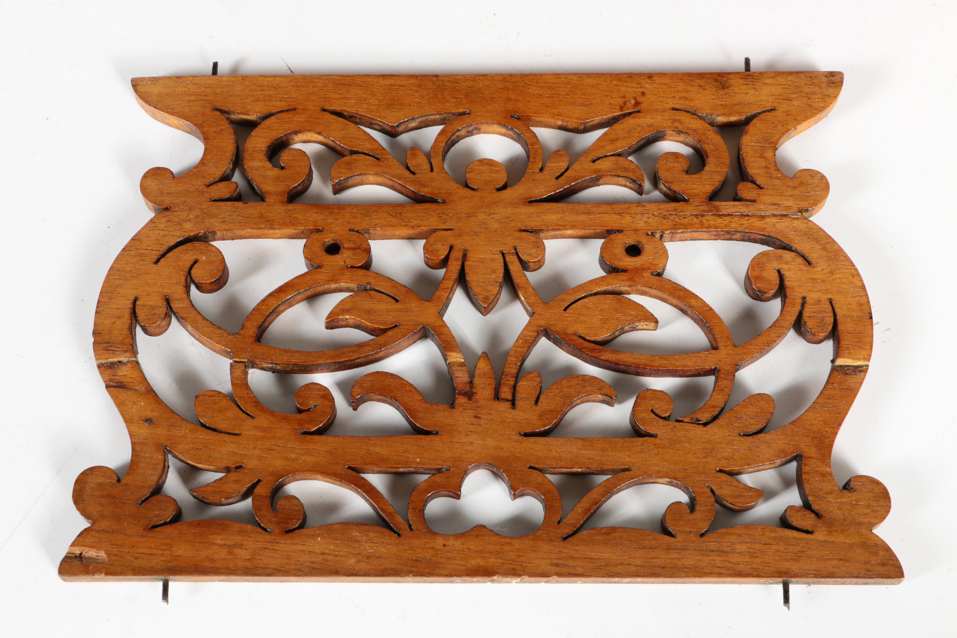 Vintage Walnut English Canterbury Magazine Rack