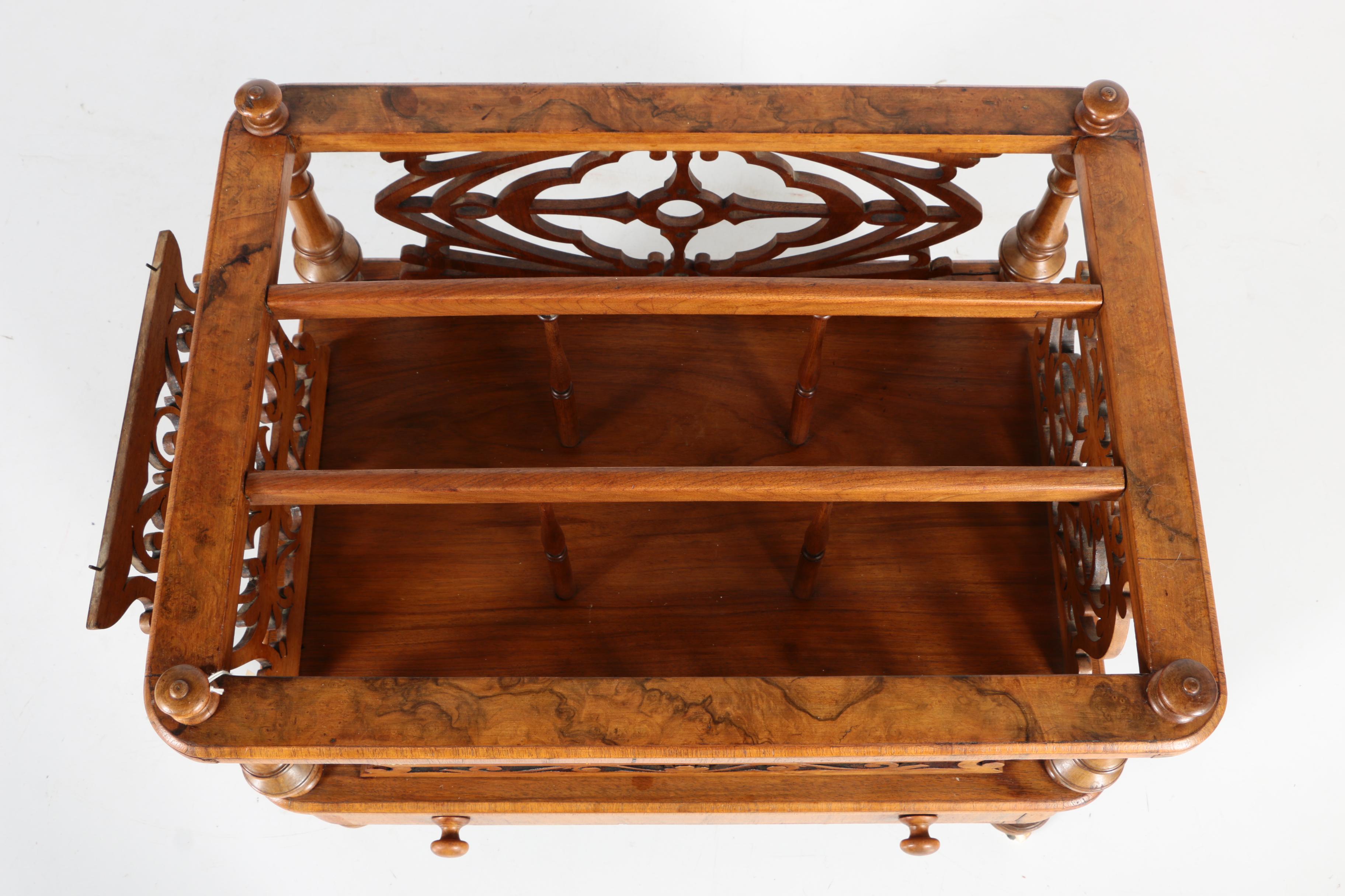 Vintage Walnut English Canterbury Magazine Rack