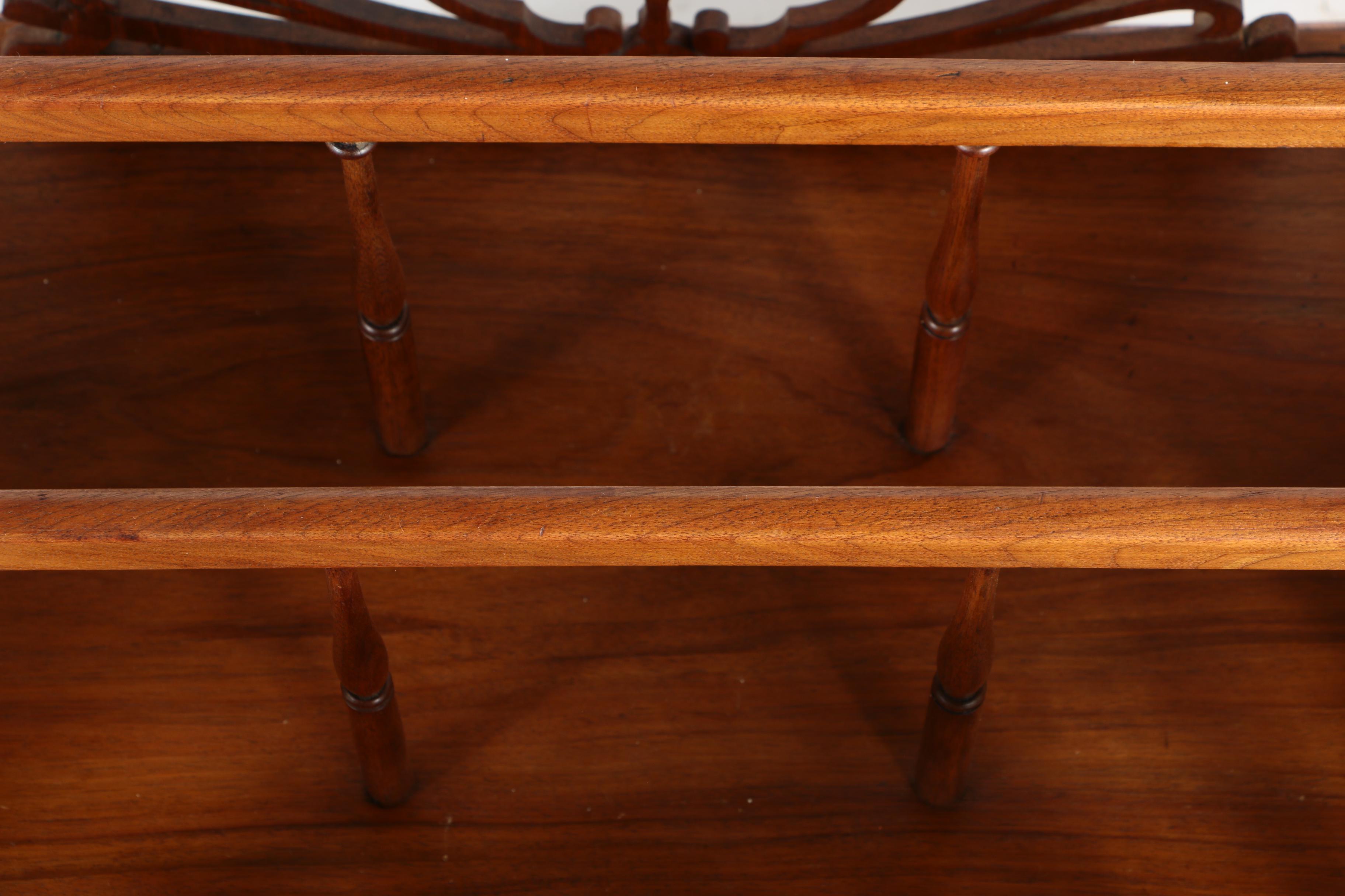 Vintage Walnut English Canterbury Magazine Rack