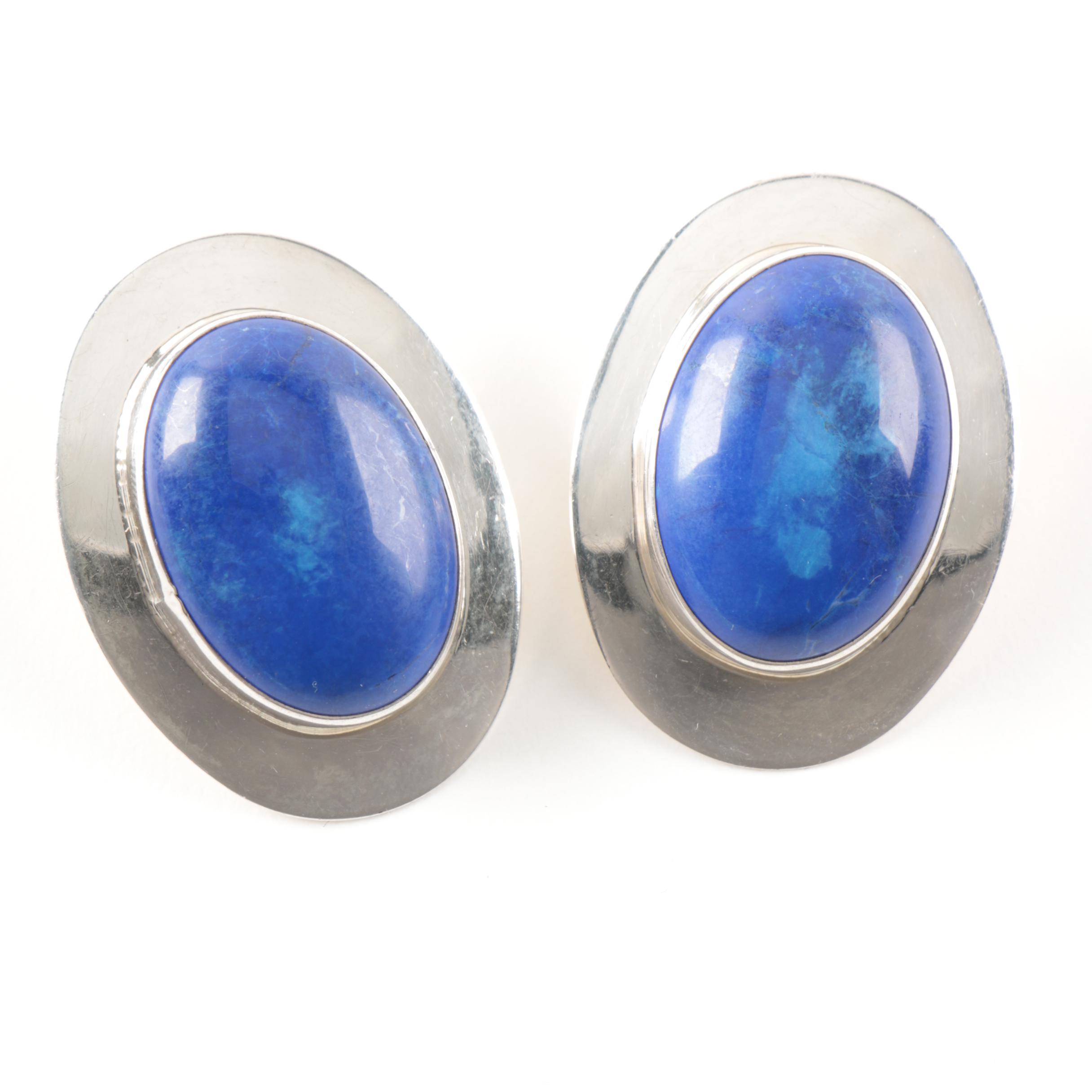 Sterling Silver Heart Converter Brooch and Ben G. Chavez Magnesite Earrings