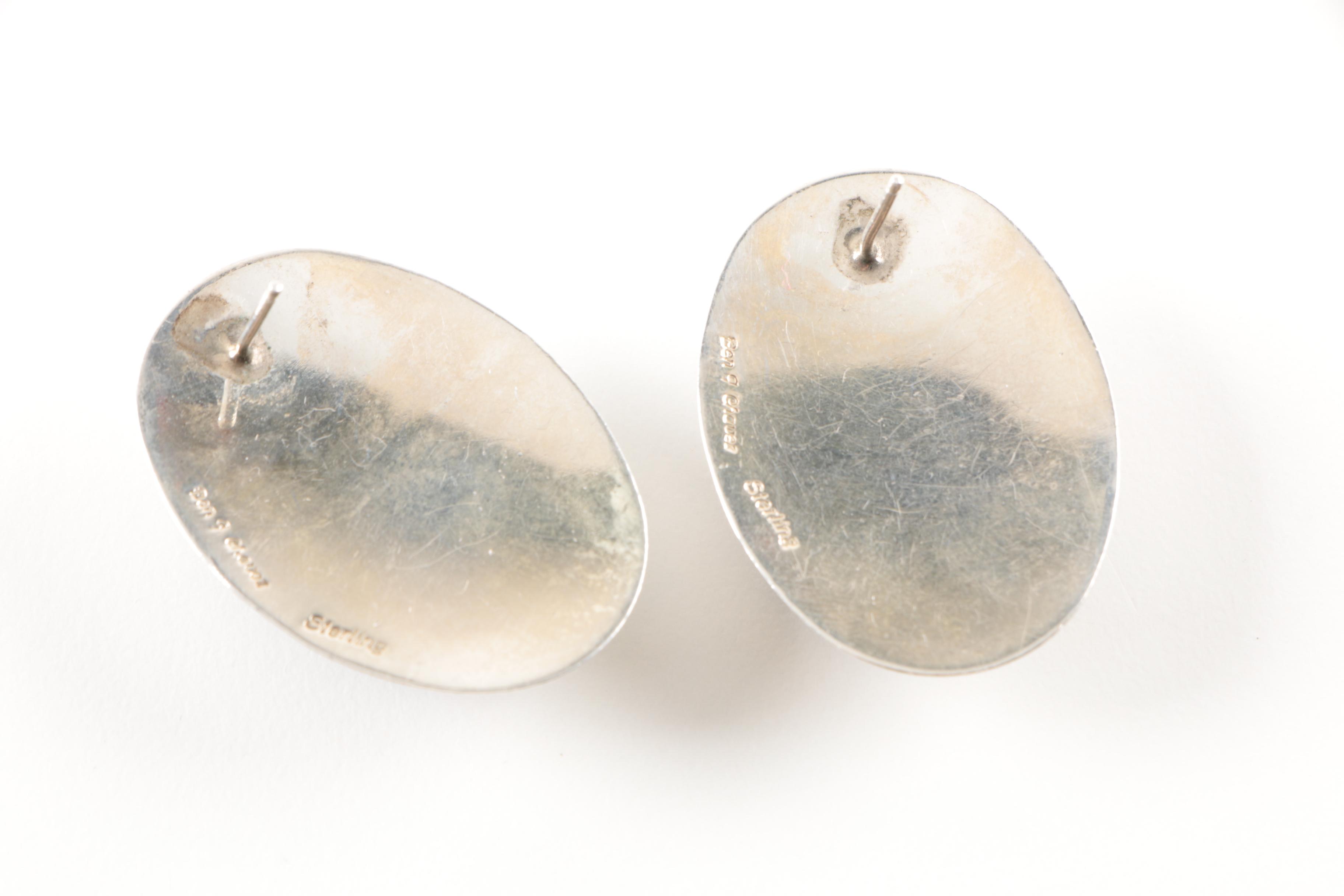 Sterling Silver Heart Converter Brooch and Ben G. Chavez Magnesite Earrings