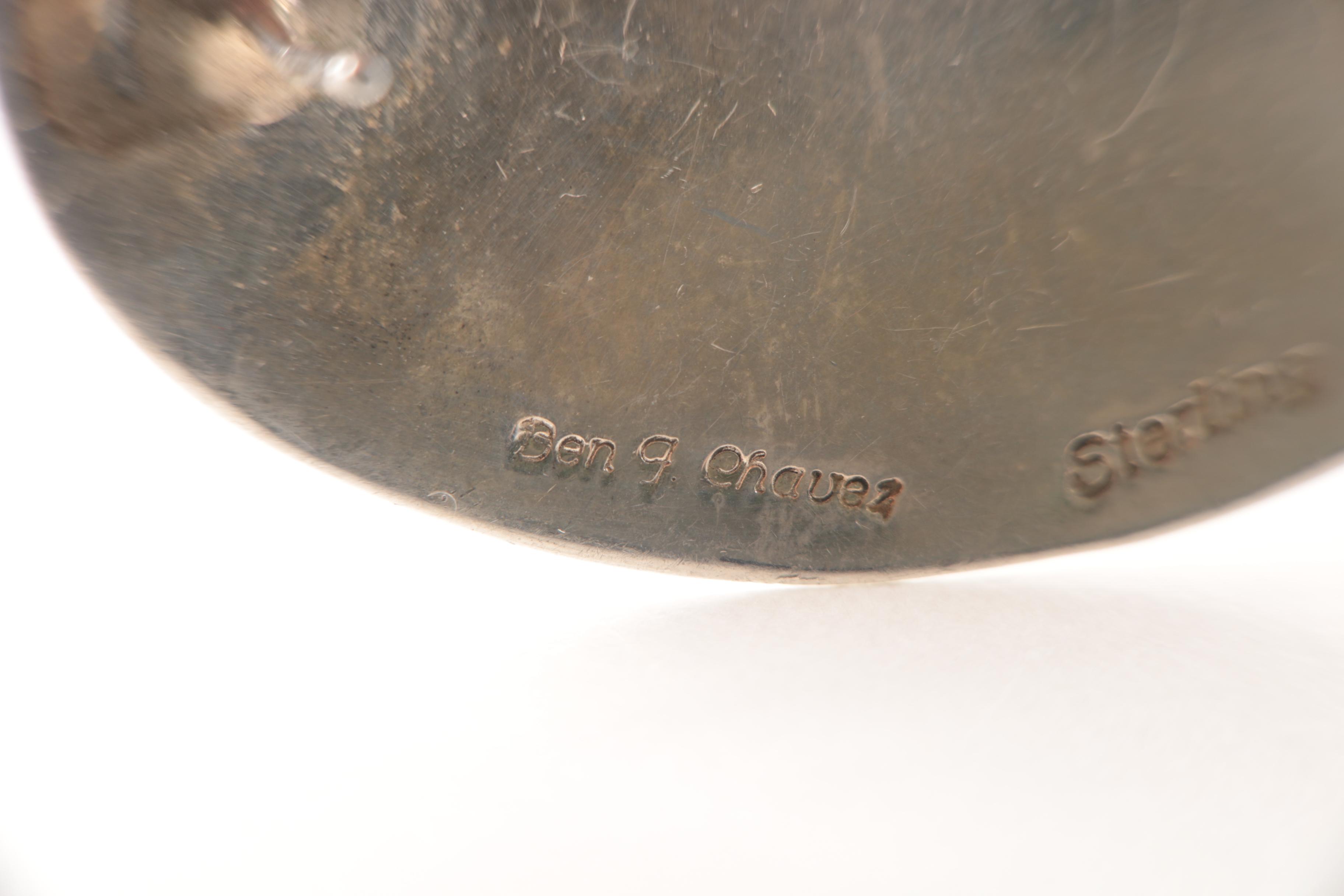 Sterling Silver Heart Converter Brooch and Ben G. Chavez Magnesite Earrings