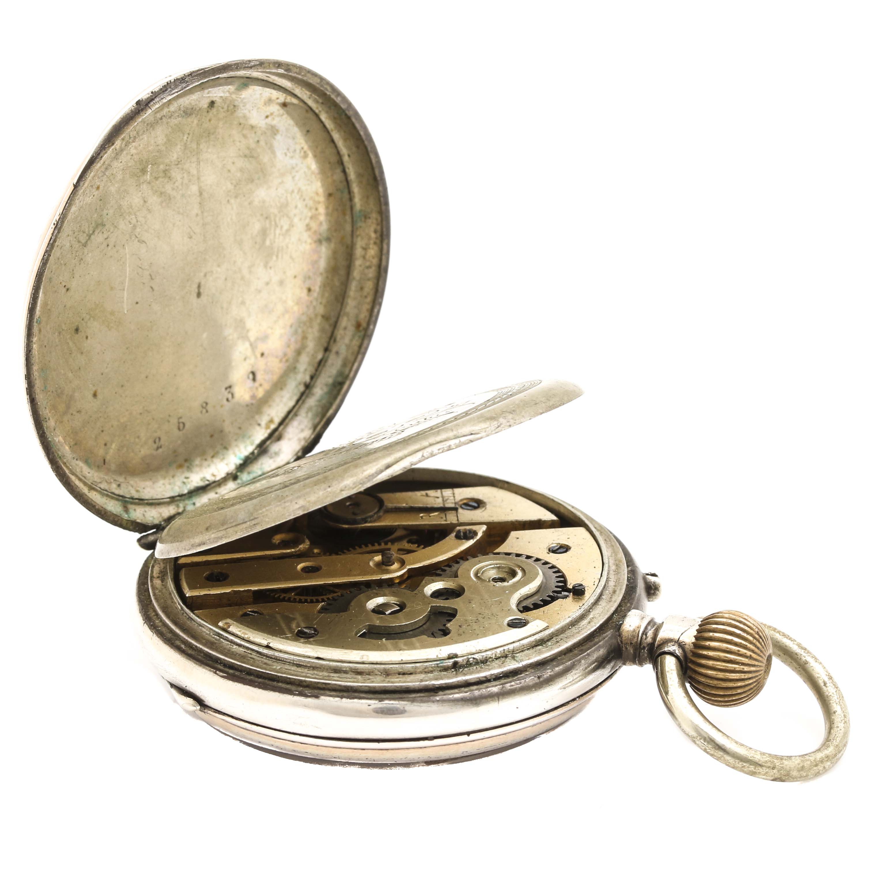 European 800 Silver Open Face Pocket Watch