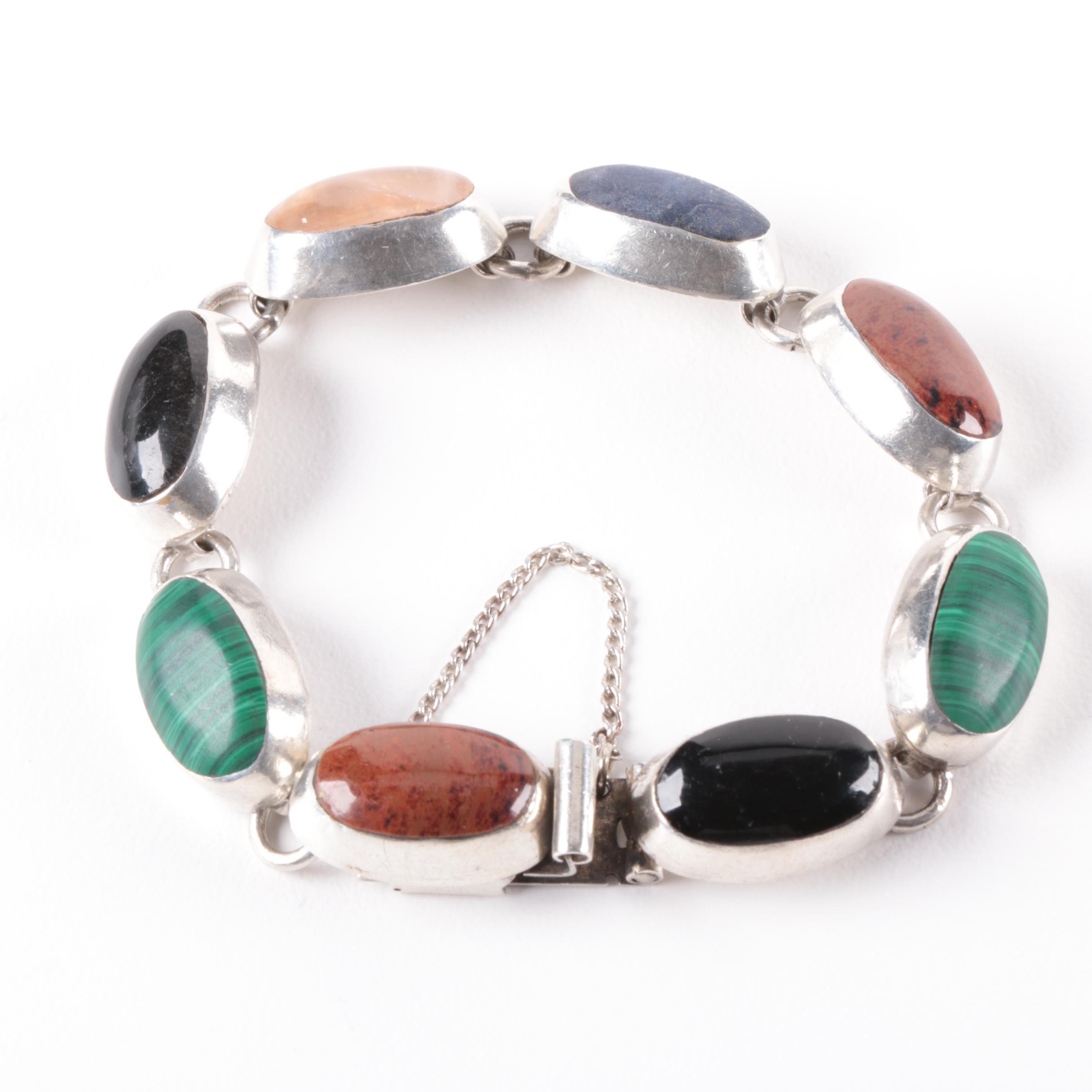 Sterling Silver Jewelry Selection Including Abalone