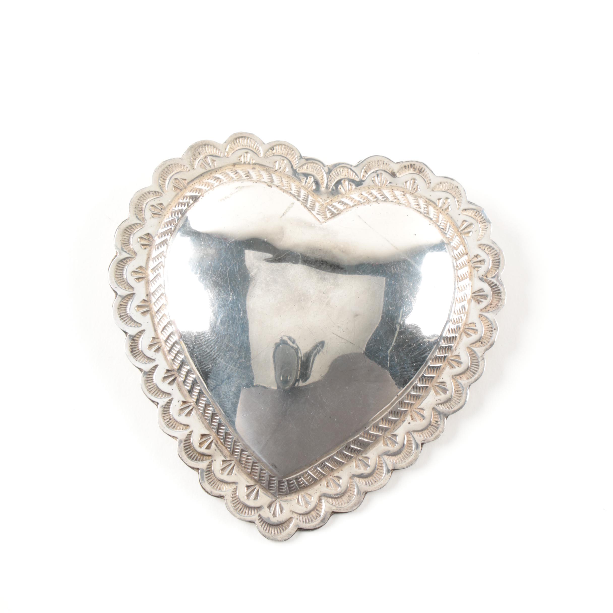 Alfred Payton Navajo Sterling Silver Heart Converter Brooch