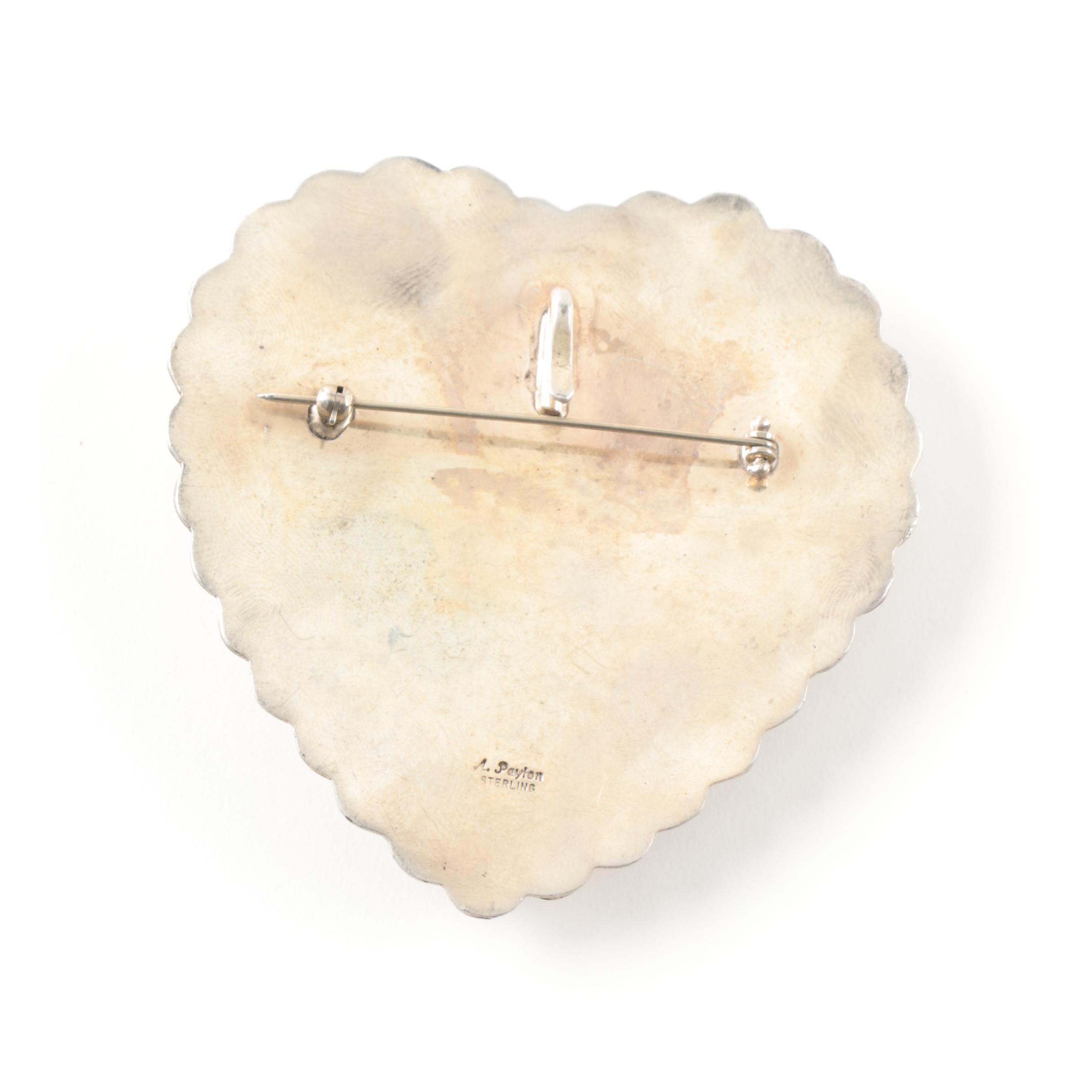 Alfred Payton Navajo Sterling Silver Heart Converter Brooch