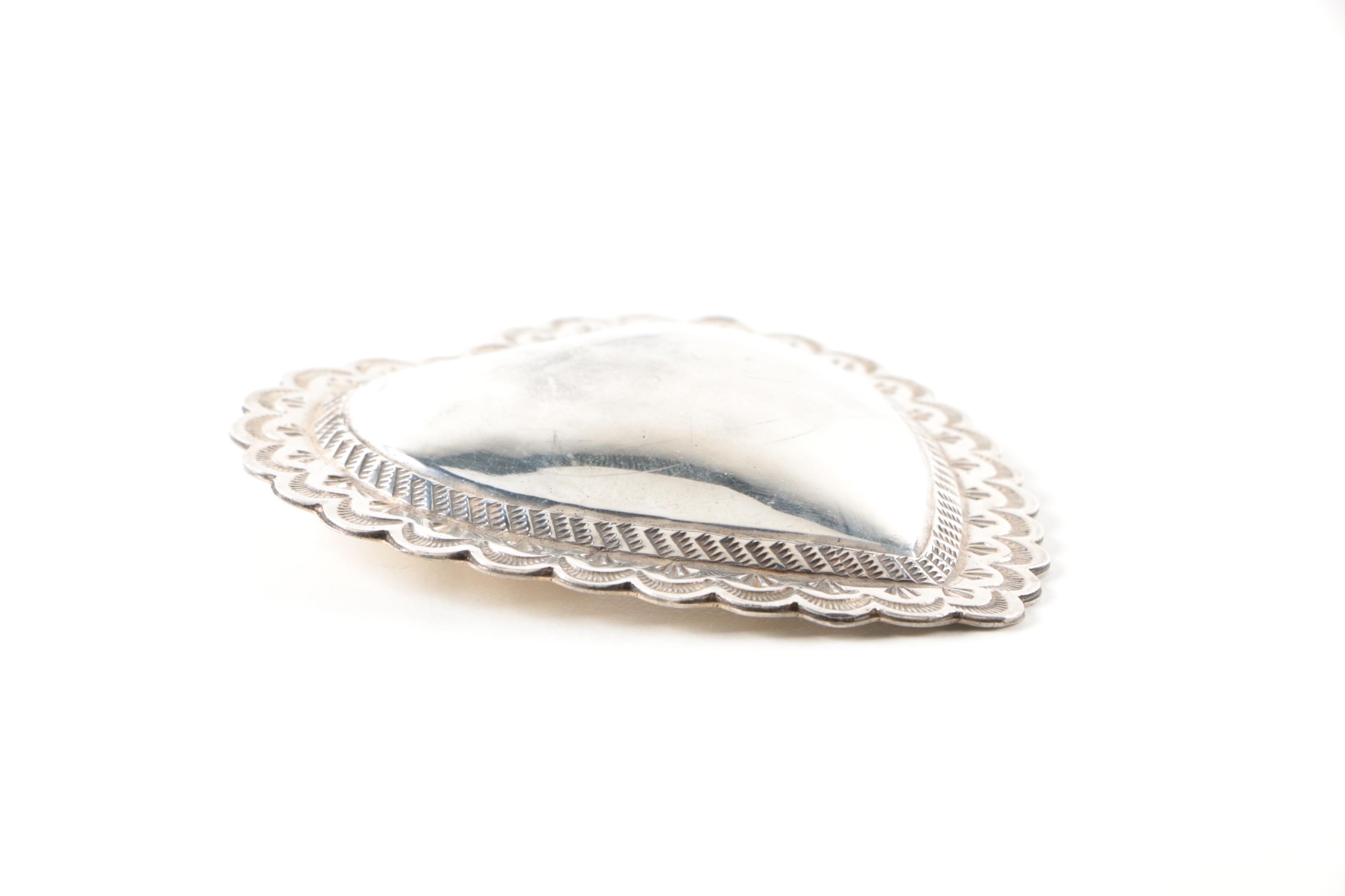 Alfred Payton Navajo Sterling Silver Heart Converter Brooch