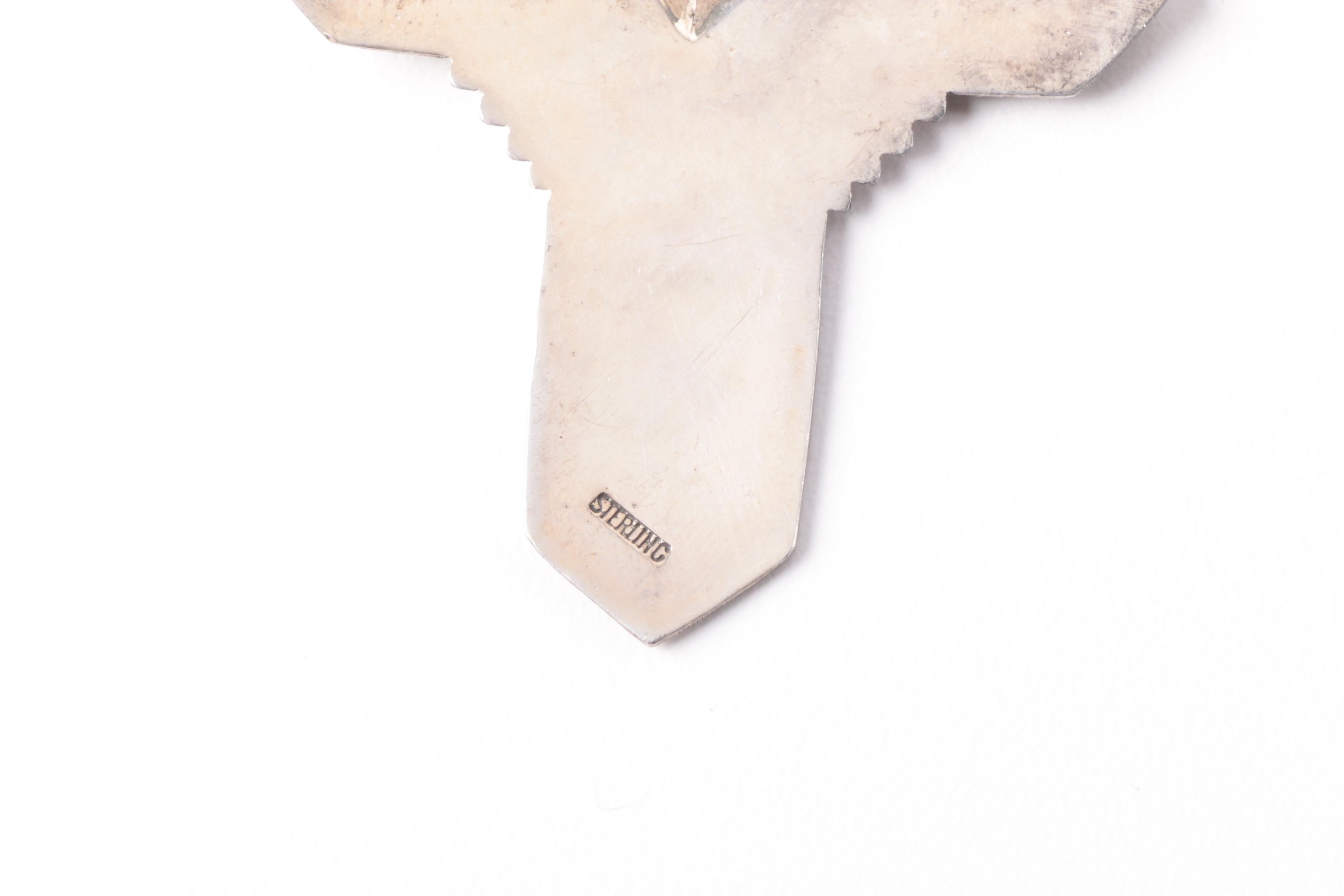 Sterling Silver Hoop Earrings and Southwestern Style Cross Pendant