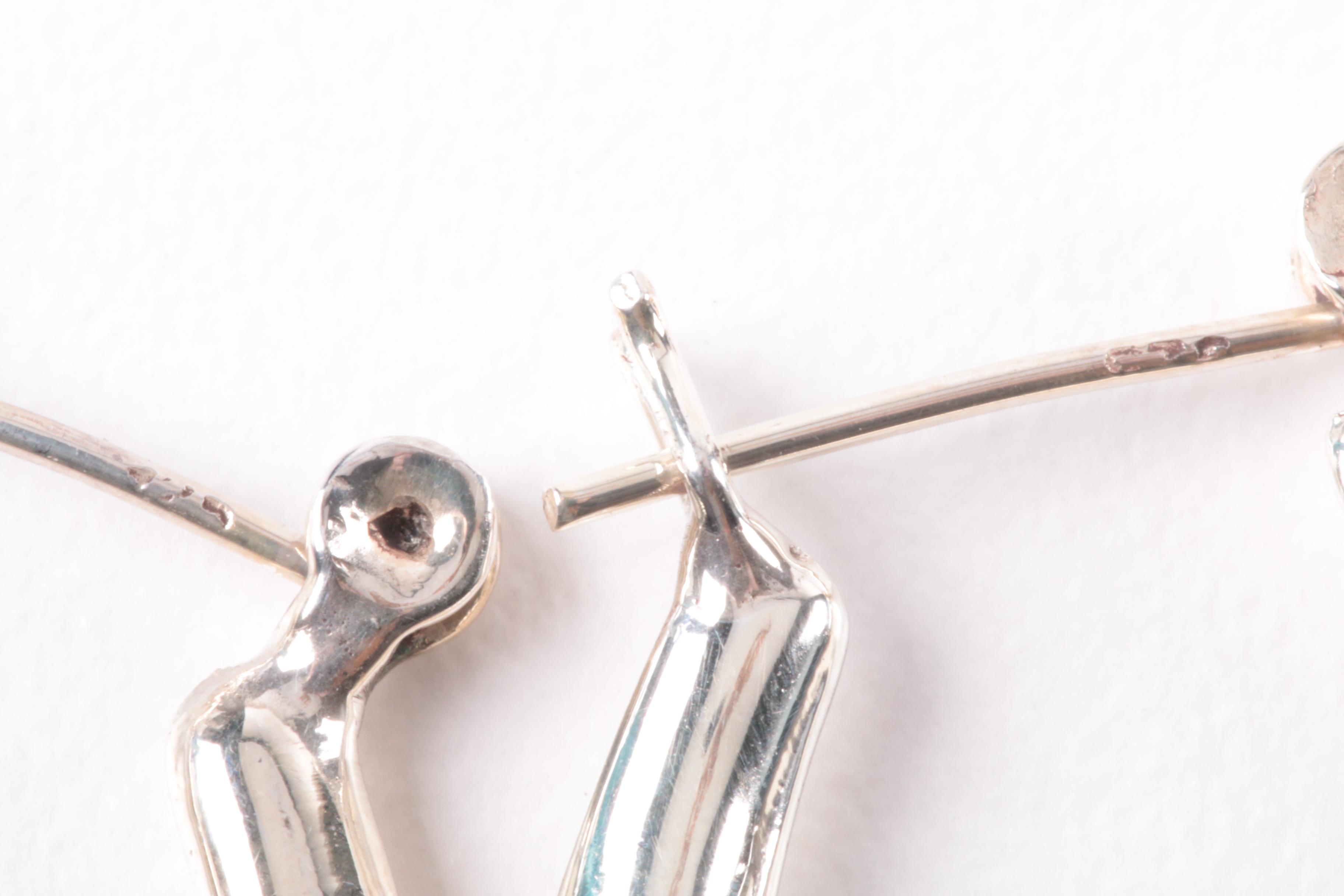 Sterling Silver Hoop Earrings and Southwestern Style Cross Pendant