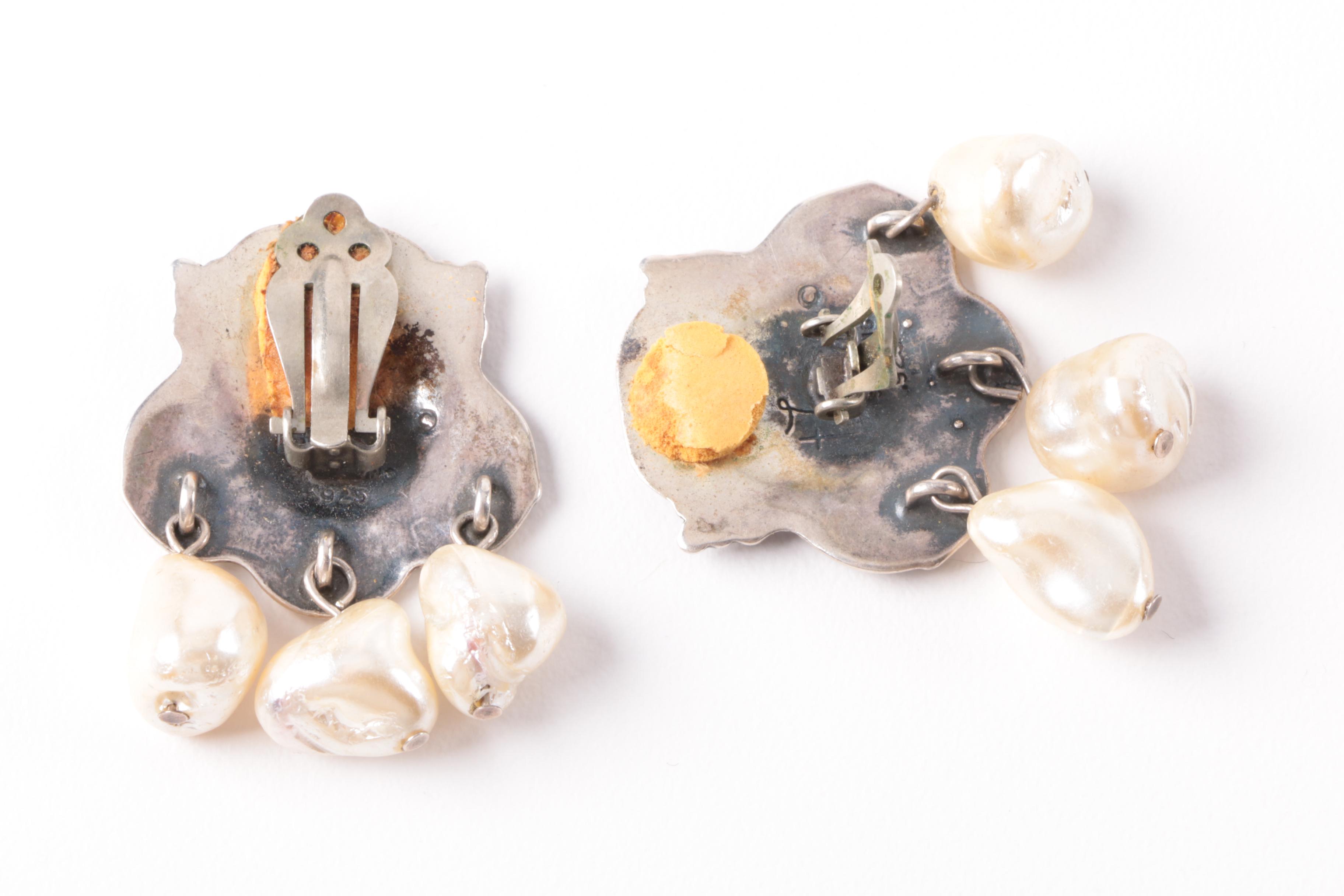 Sterling Silver Converter Brooch and Matching Earrings