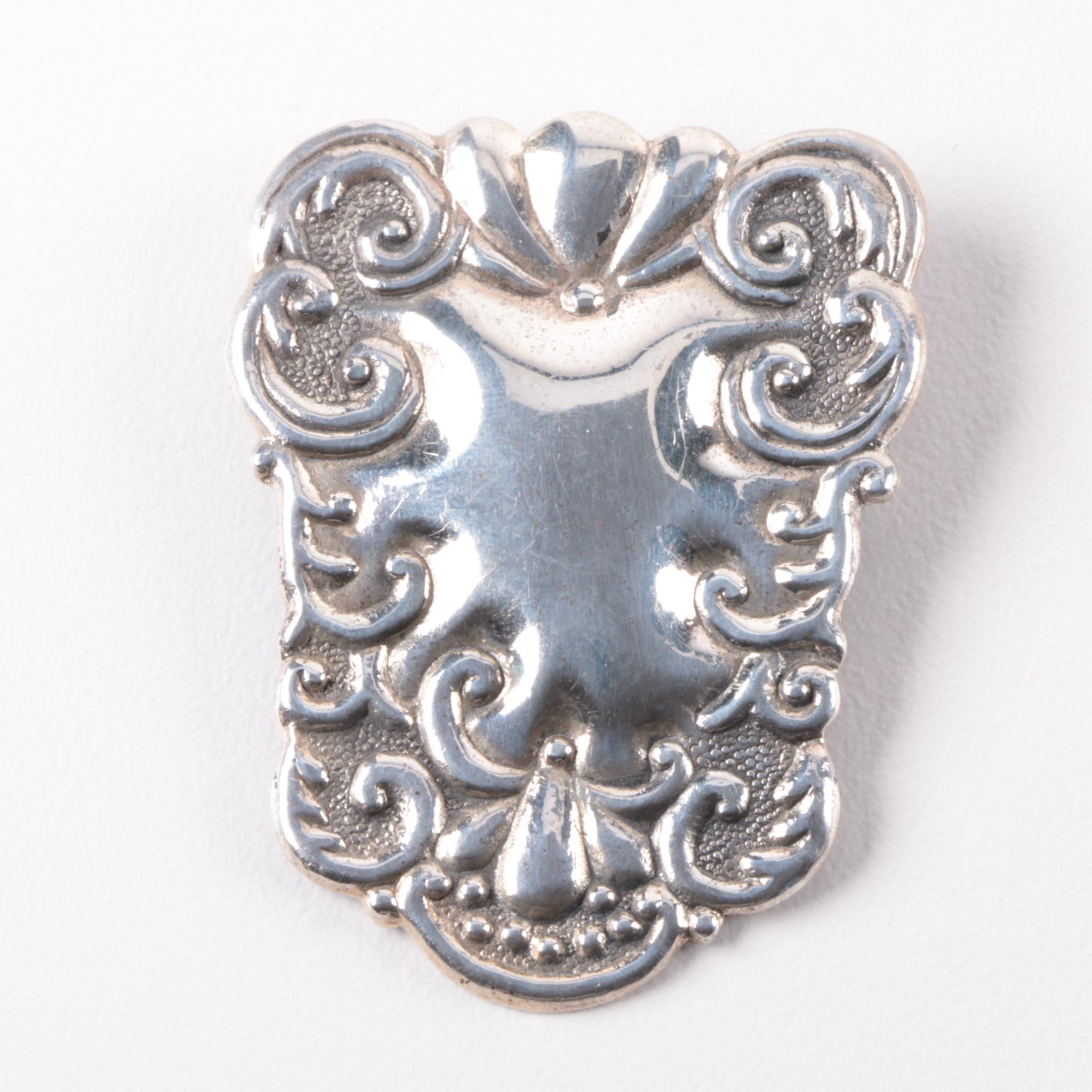 Sterling Silver Converter Brooch and Matching Earrings