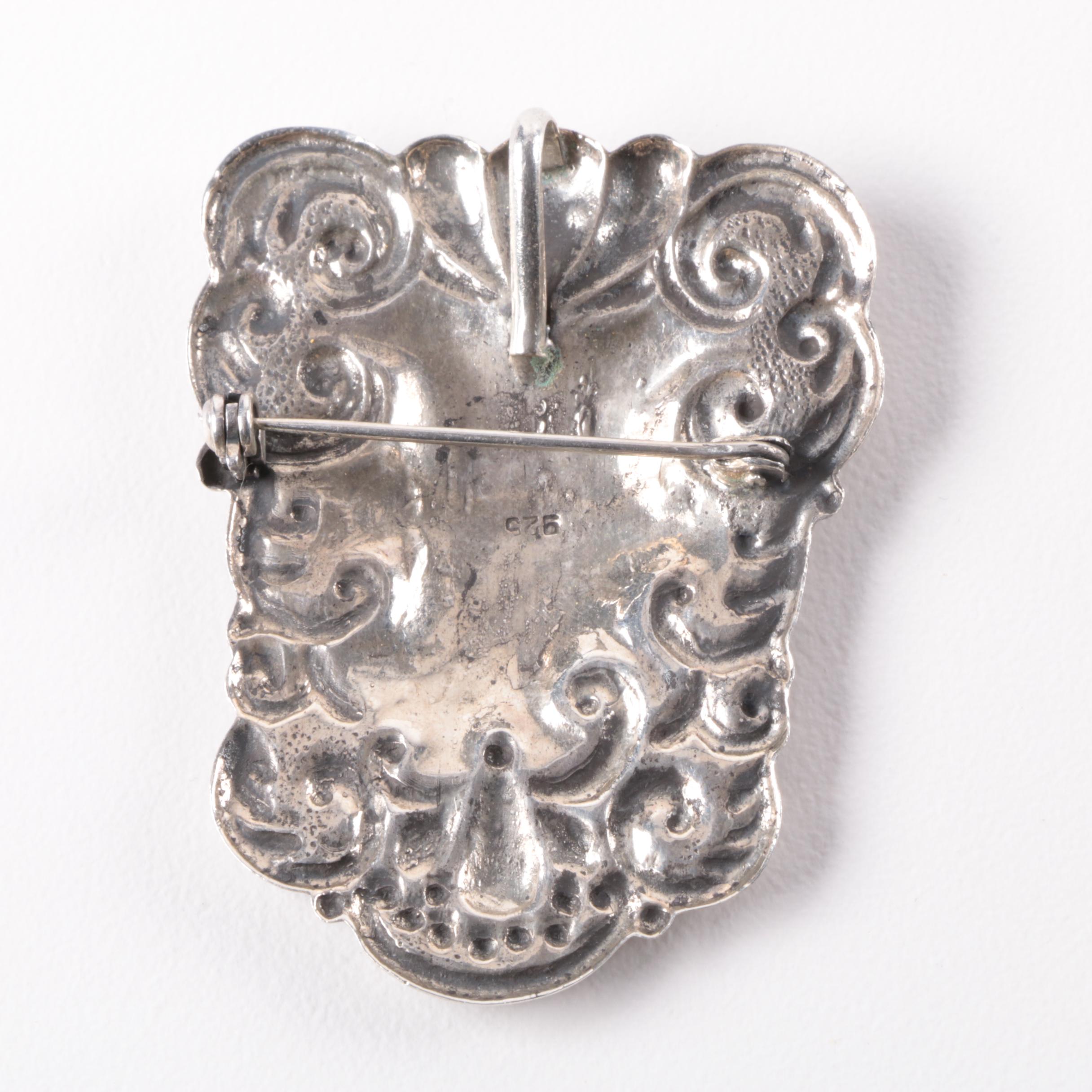 Sterling Silver Converter Brooch and Matching Earrings