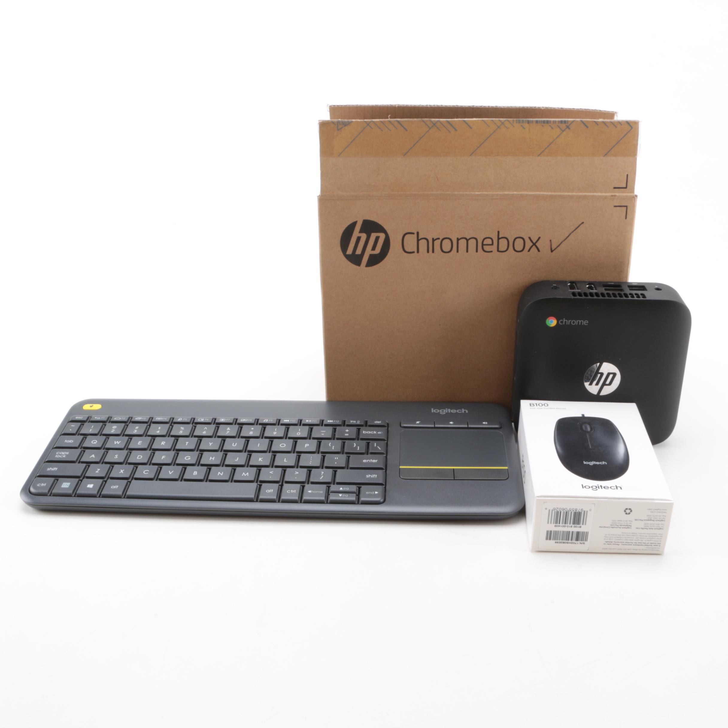 HP Chromebox with Logitech Keyboard and Mouse