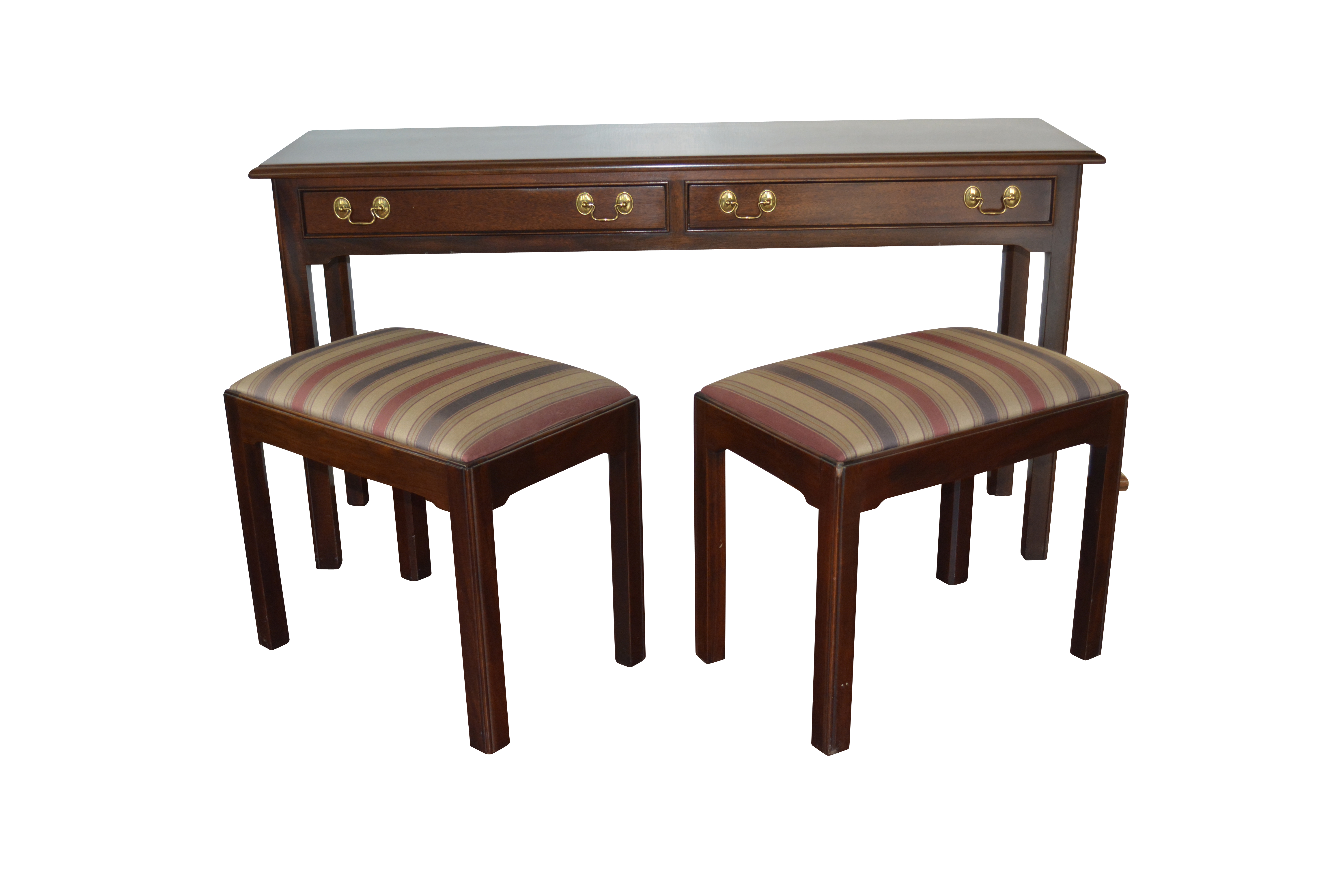 Stickley Federal Style Sofa Table with Stickley Stools