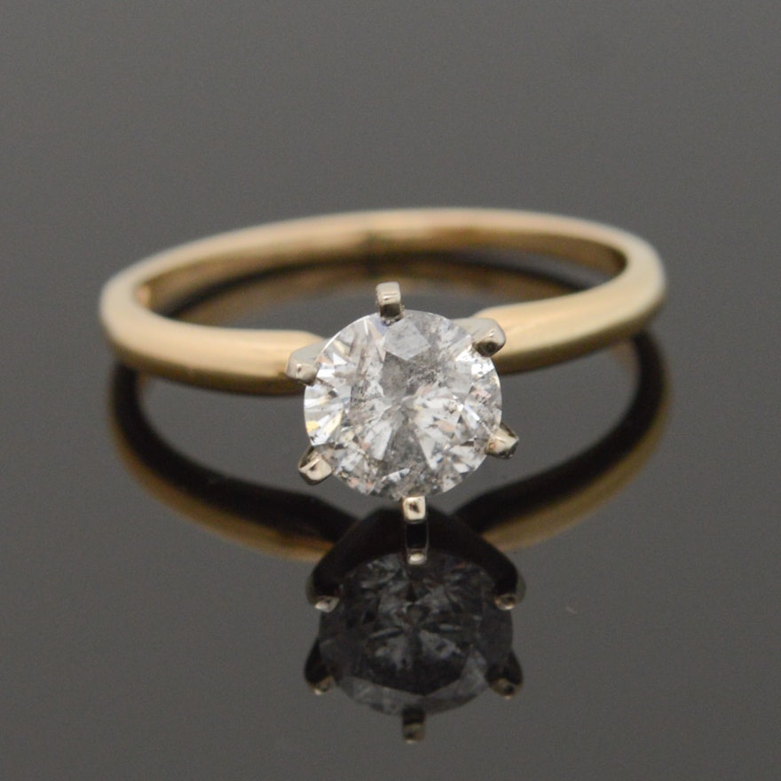 14K Yellow Gold 1.07 CT Diamond Solitaire Engagement Ring