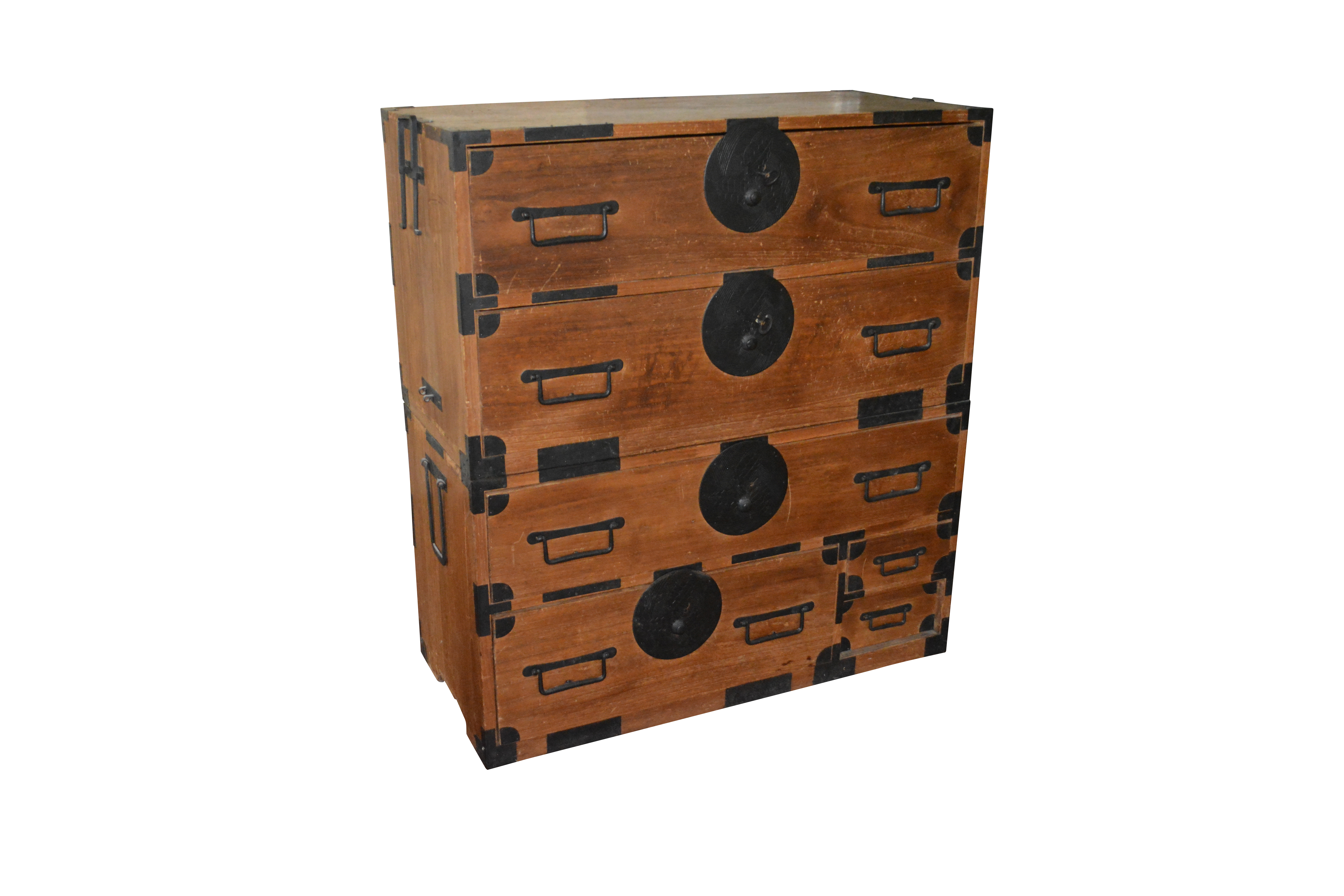 Antique Japanese Stacking Campaign Chests