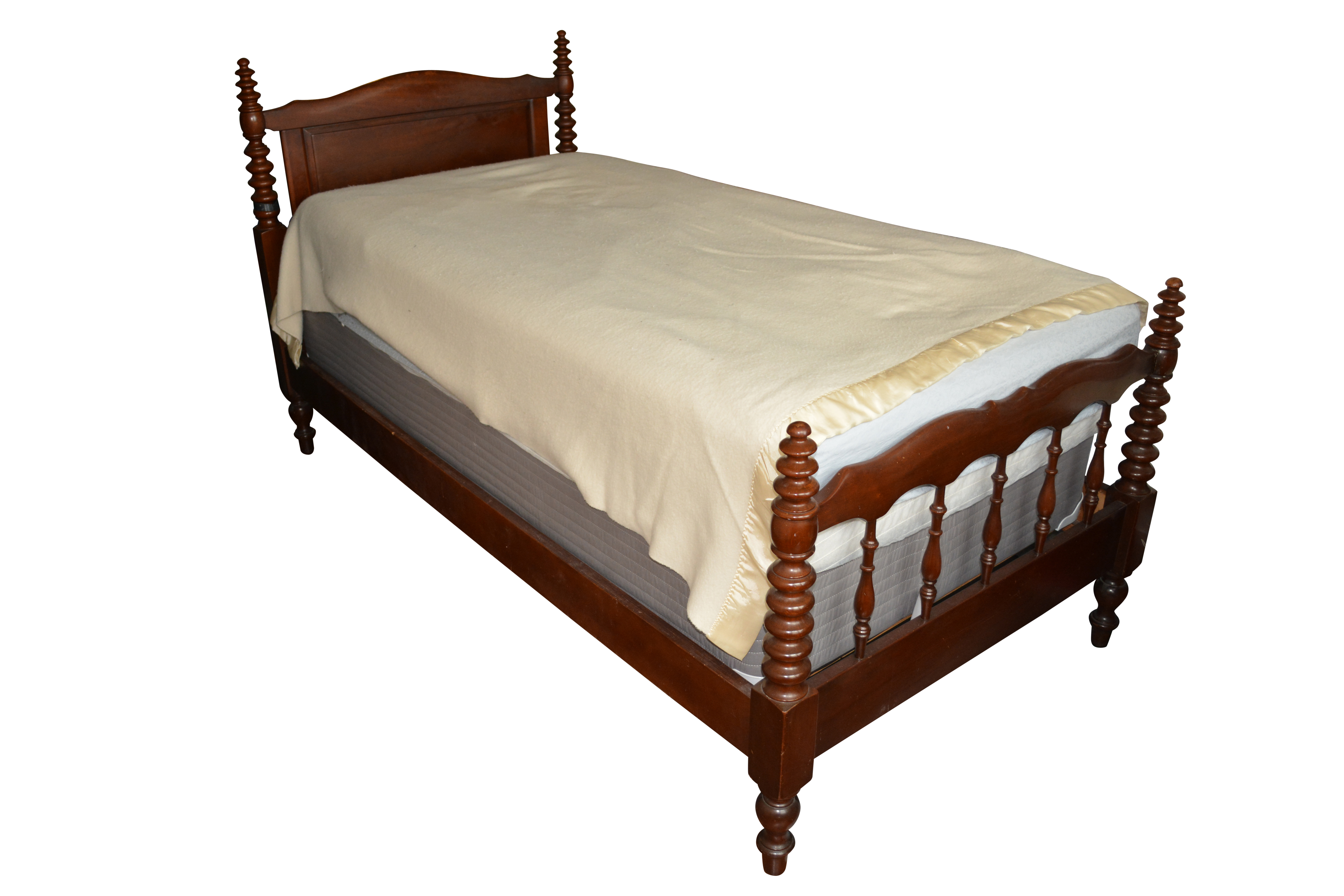 Vintage Mahogany Twin Spool Bed Frame