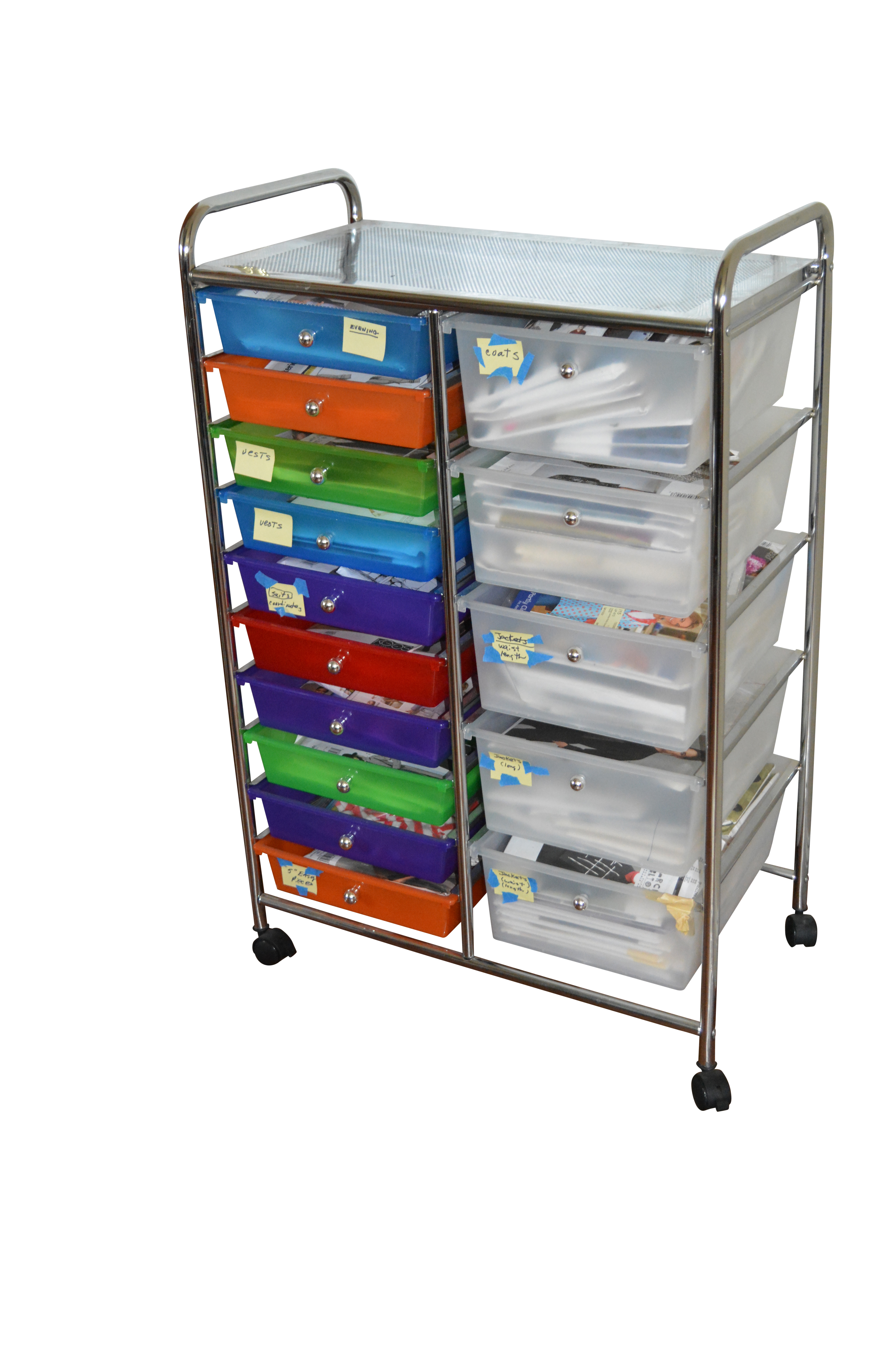 Rolling Storage Cart with Dress Patterns