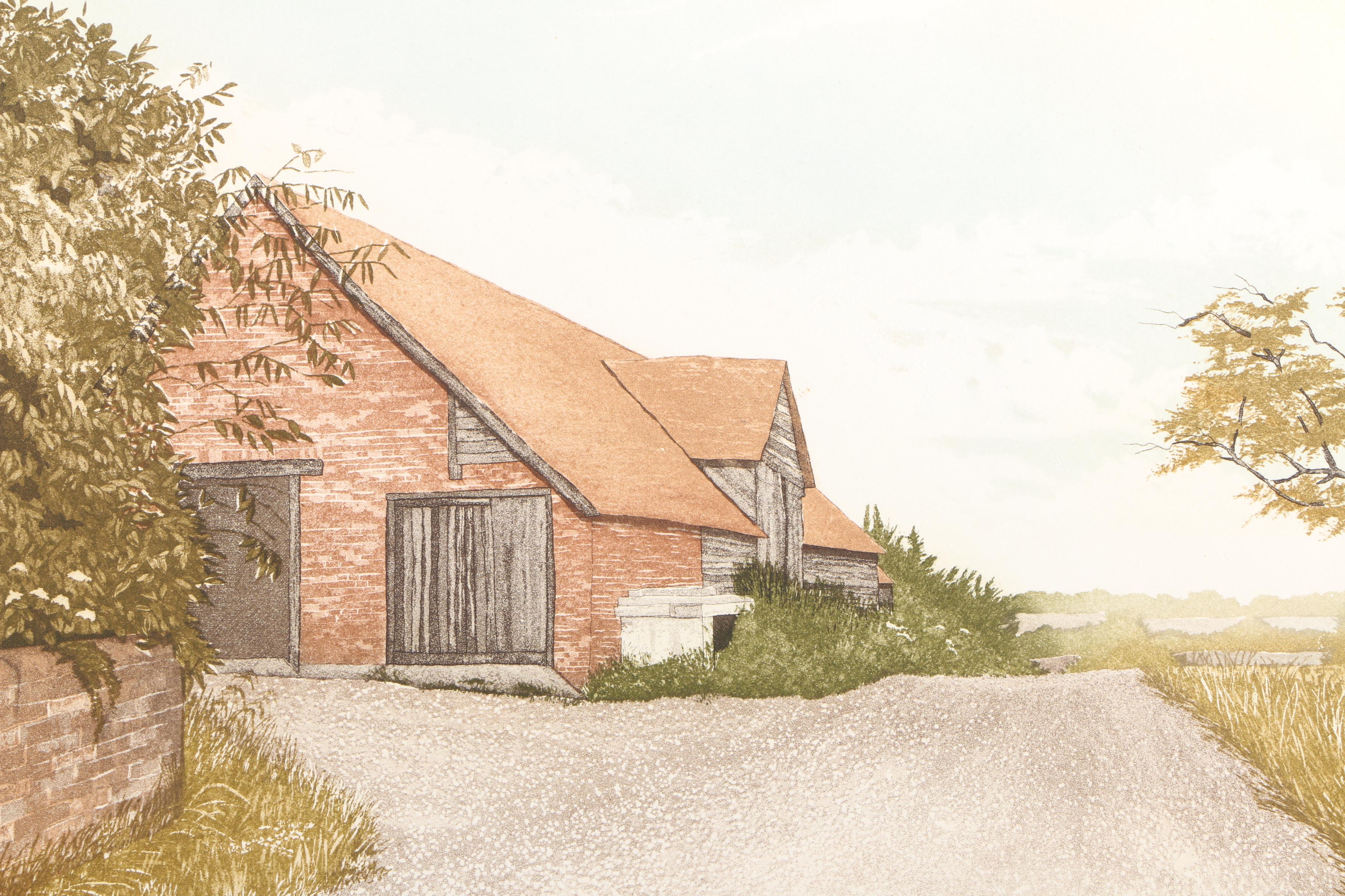 Barbara Munns Etchings "Fulling Mill", "Orchard Mill", and "Manor Farm"