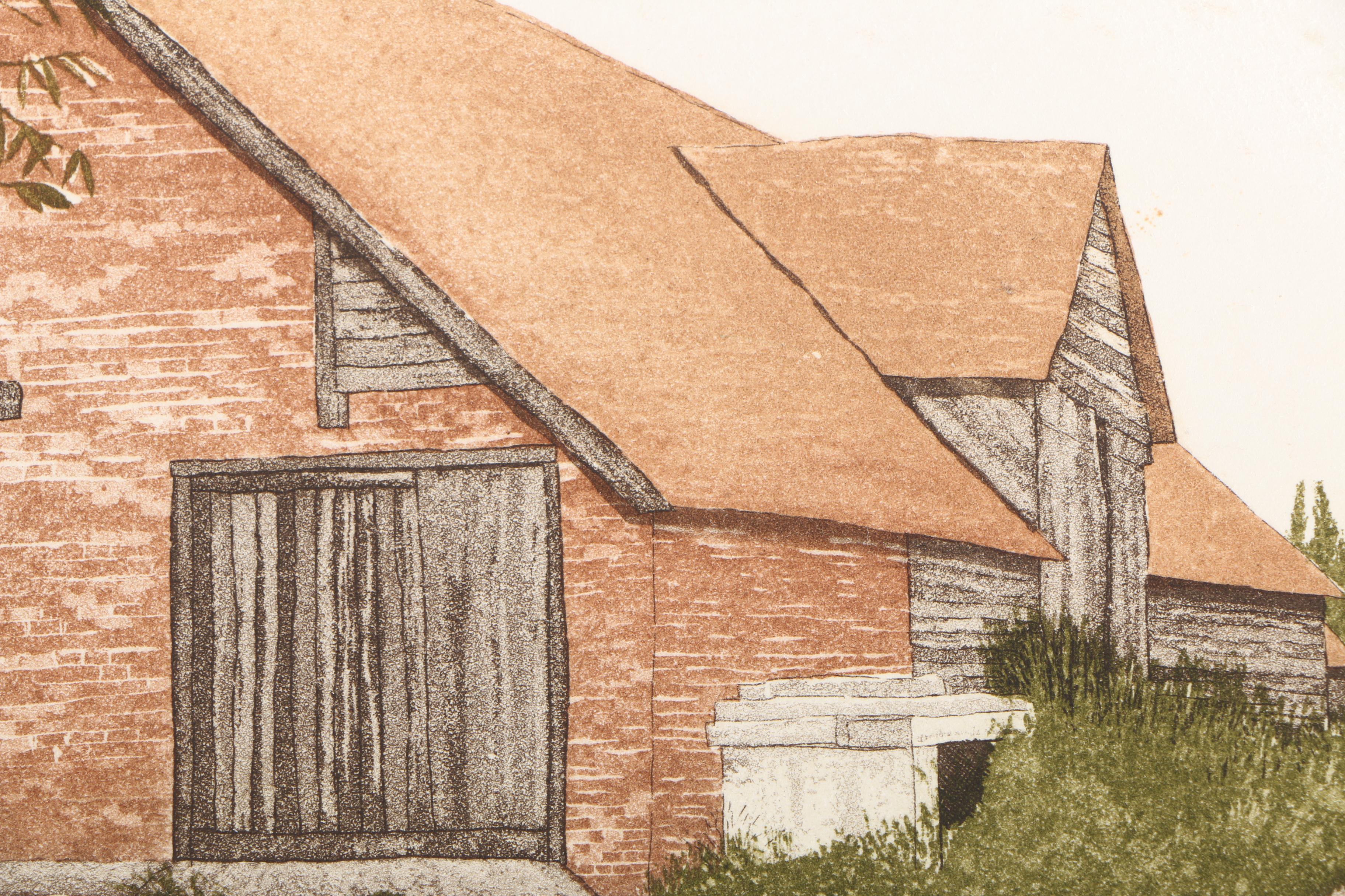 Barbara Munns Etchings "Fulling Mill", "Orchard Mill", and "Manor Farm"