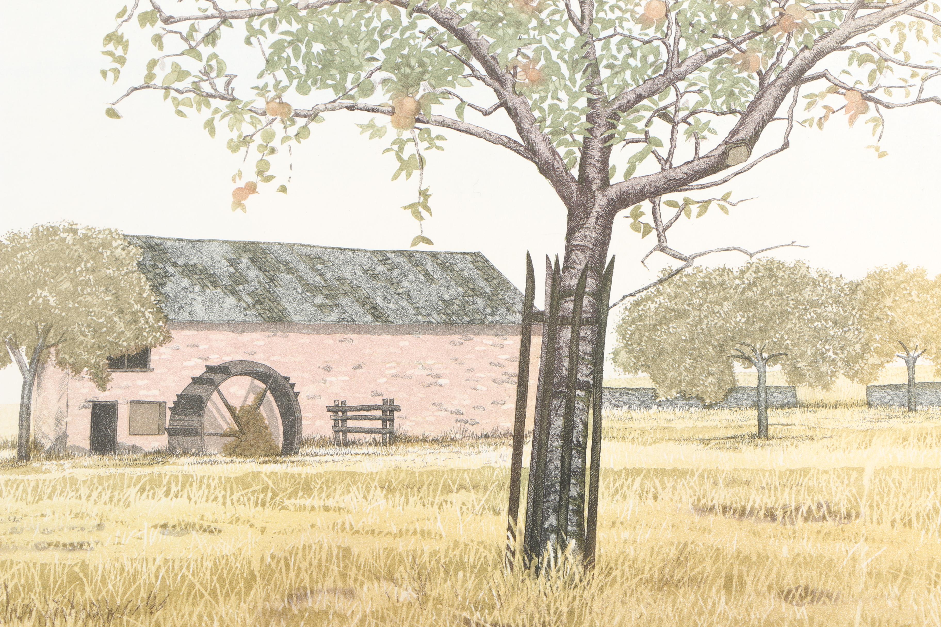 Barbara Munns Etchings "Fulling Mill", "Orchard Mill", and "Manor Farm"