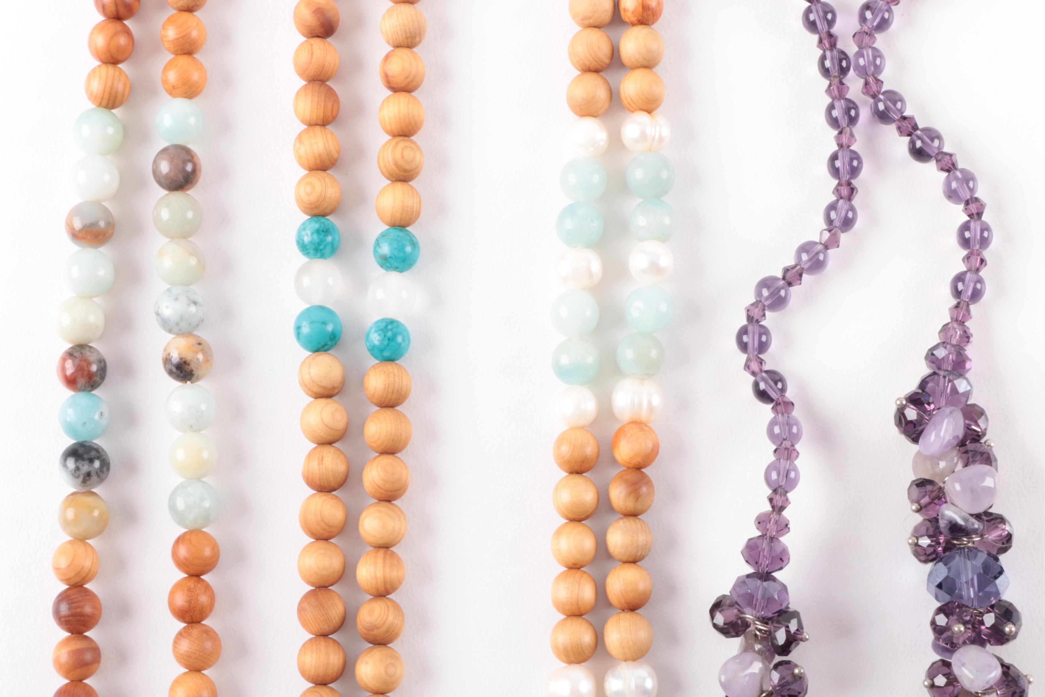 Selection of Beaded Necklaces Including Quartz and Aquamarine