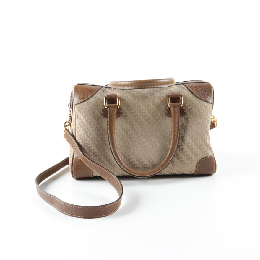Gucci Taupe Canvas and Leather Handbag