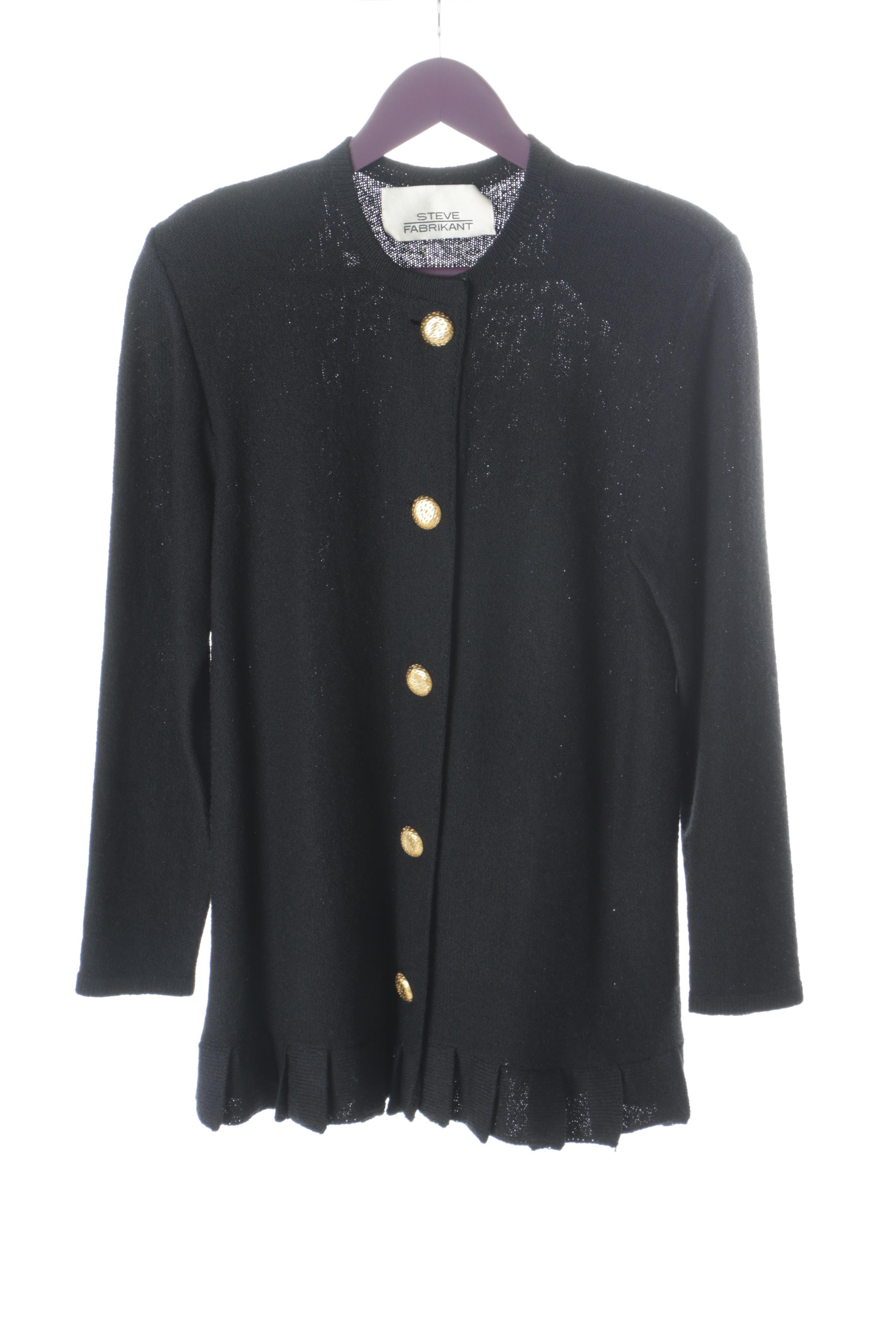 Vintage Steve Fabrikant Black Knit Skirt Suit and Coat