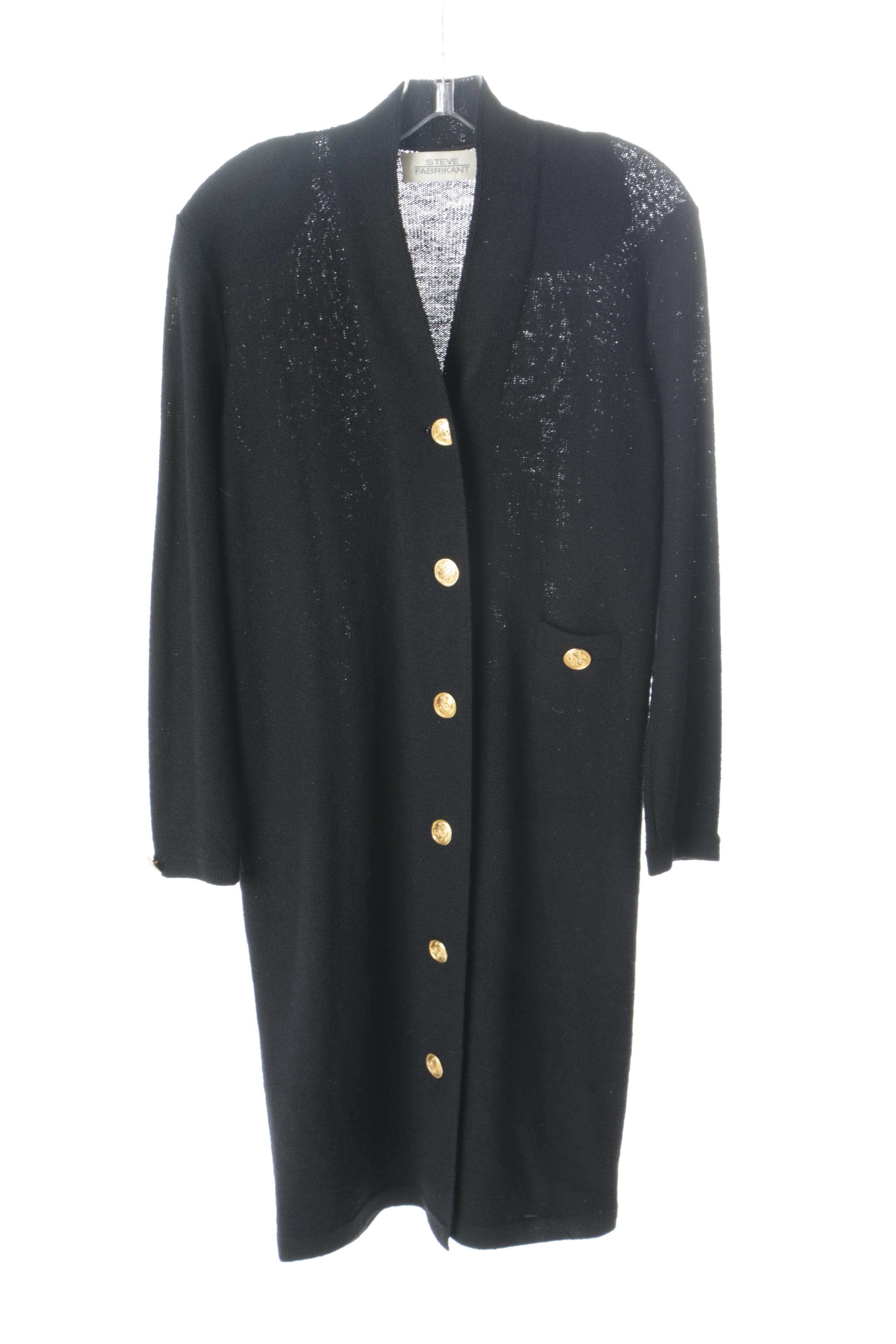 Vintage Steve Fabrikant Black Knit Skirt Suit and Coat