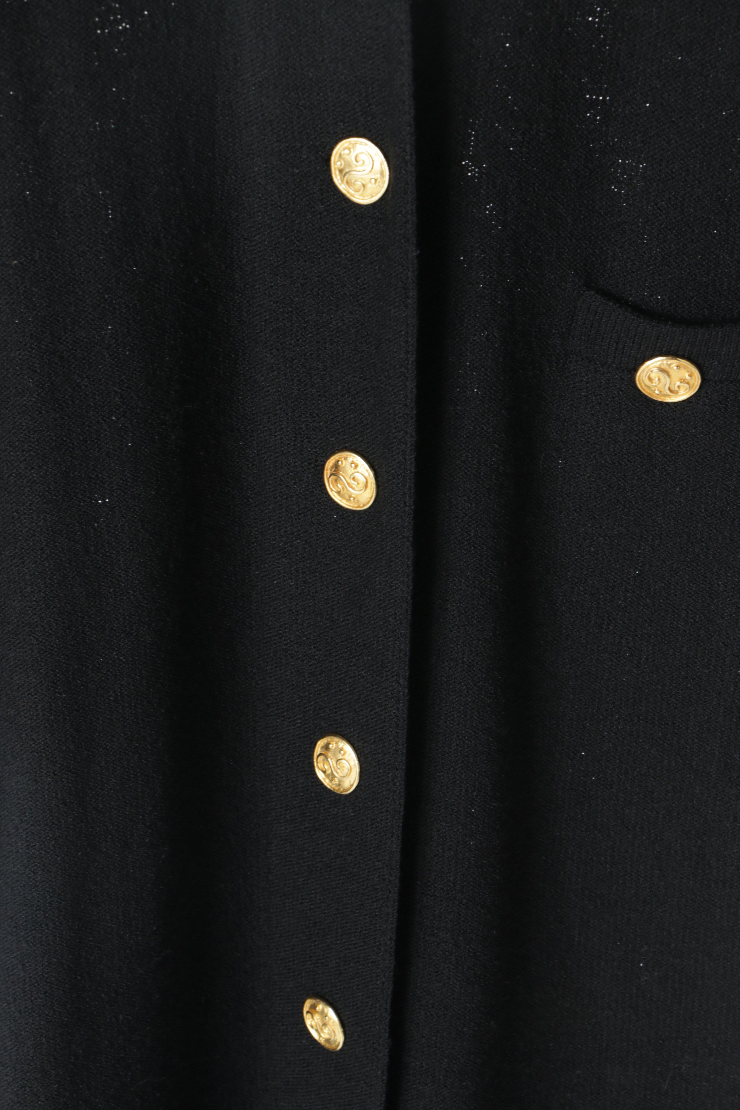 Vintage Steve Fabrikant Black Knit Skirt Suit and Coat