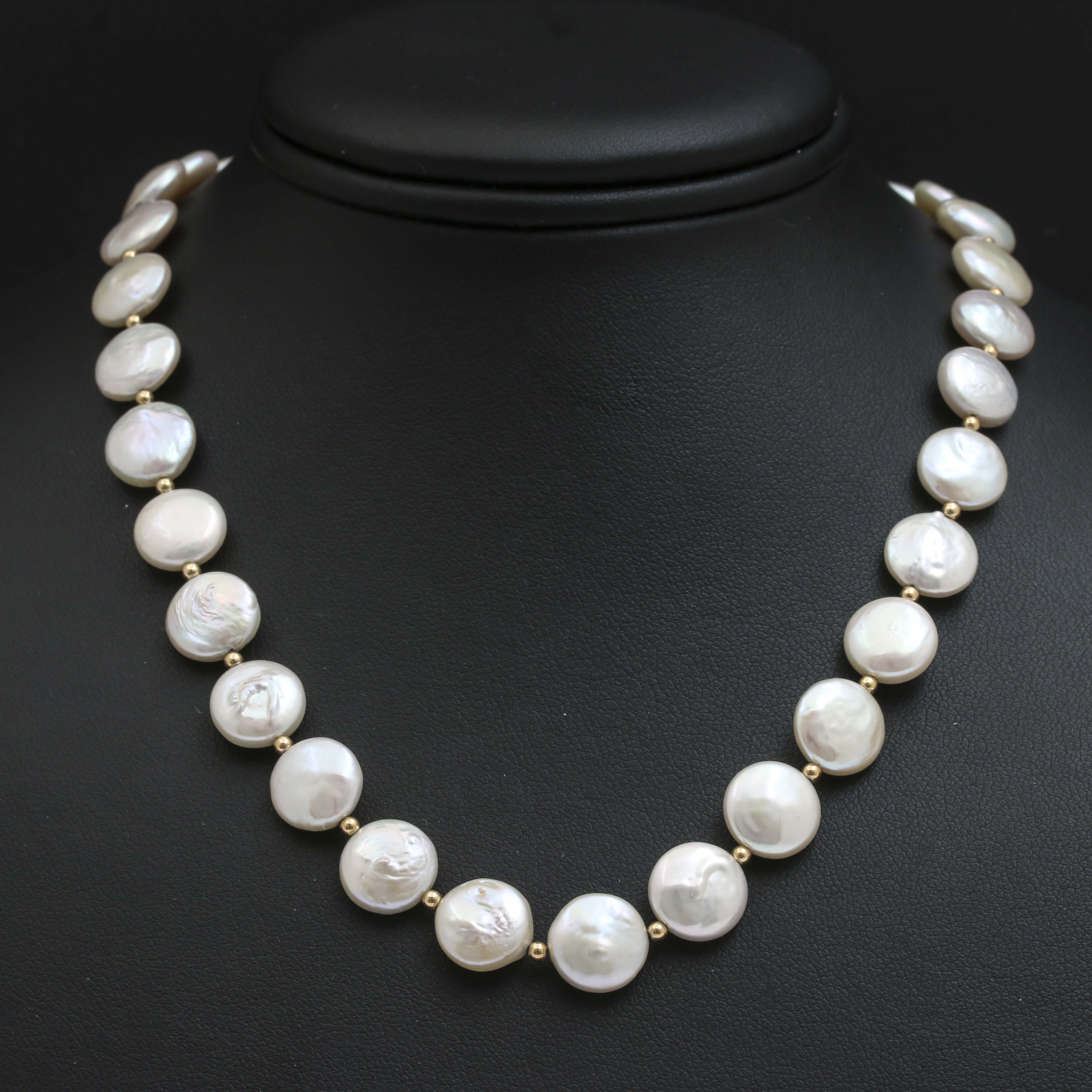 14K Yellow Gold Cultured Pearl Necklace