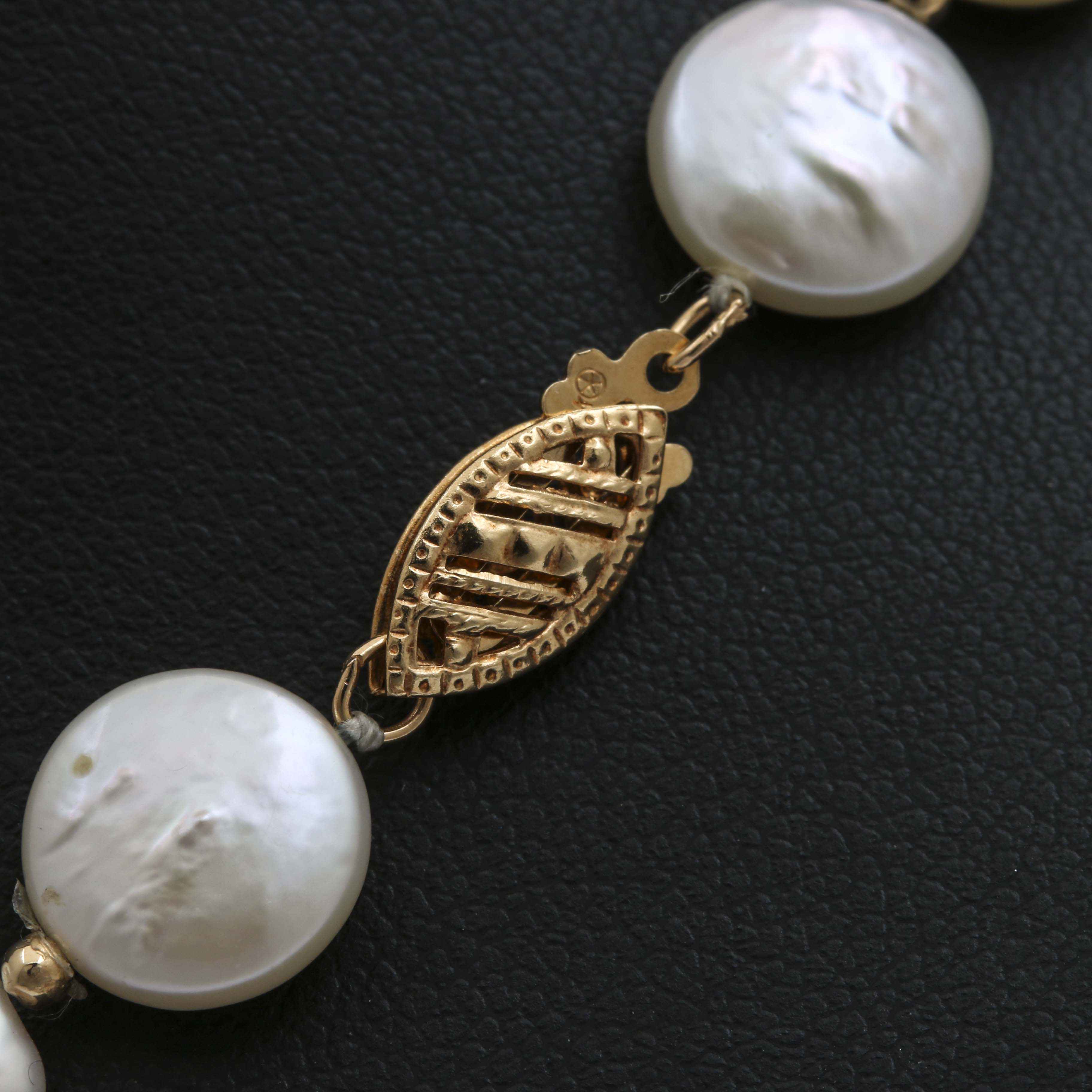 14K Yellow Gold Cultured Pearl Necklace