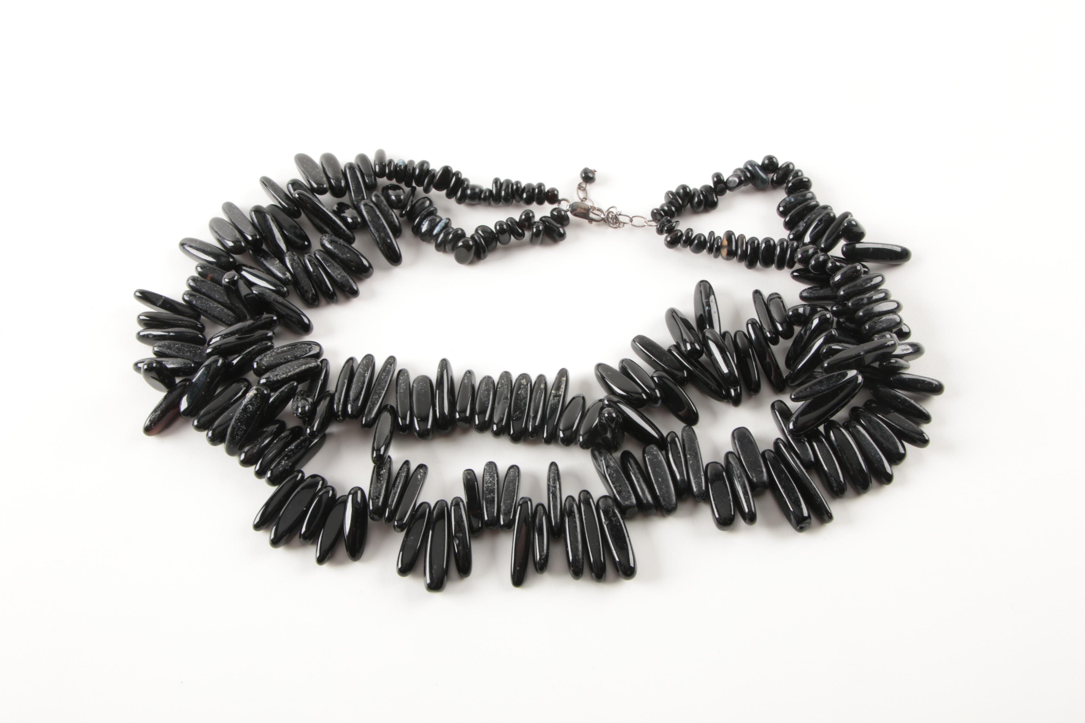 Sterling Silver Beaded Necklaces Including Black Onyx