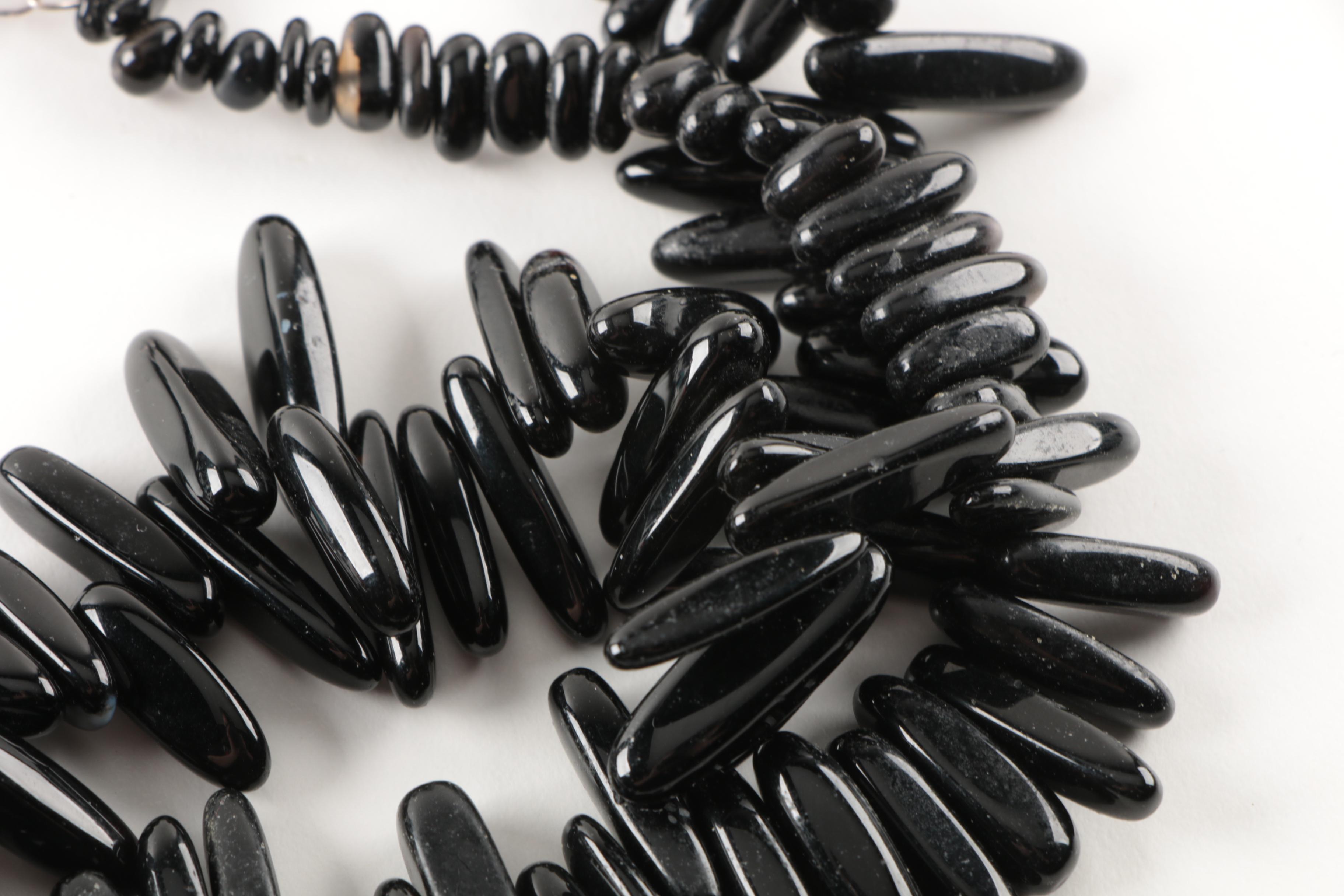 Sterling Silver Beaded Necklaces Including Black Onyx